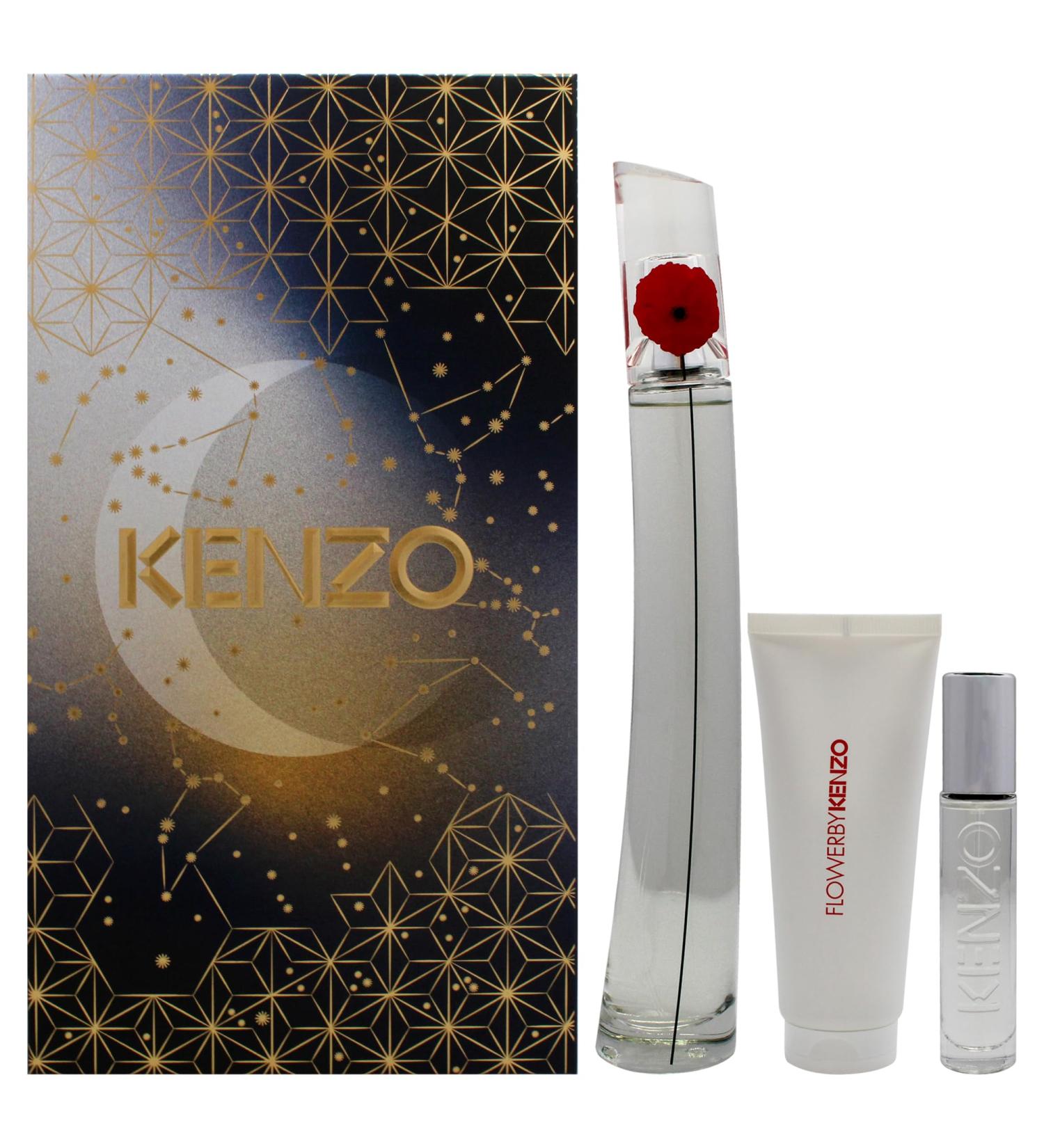 Kenzo Flower for Women - 3 Pc Gift Set 3.3oz EDP Spray (Refillable) 0.3oz EDP Spray (Refillable) 2.5oz Body Milk 6.1 Fl Oz (Pack of 1) - Buy Online on GoSupps.com