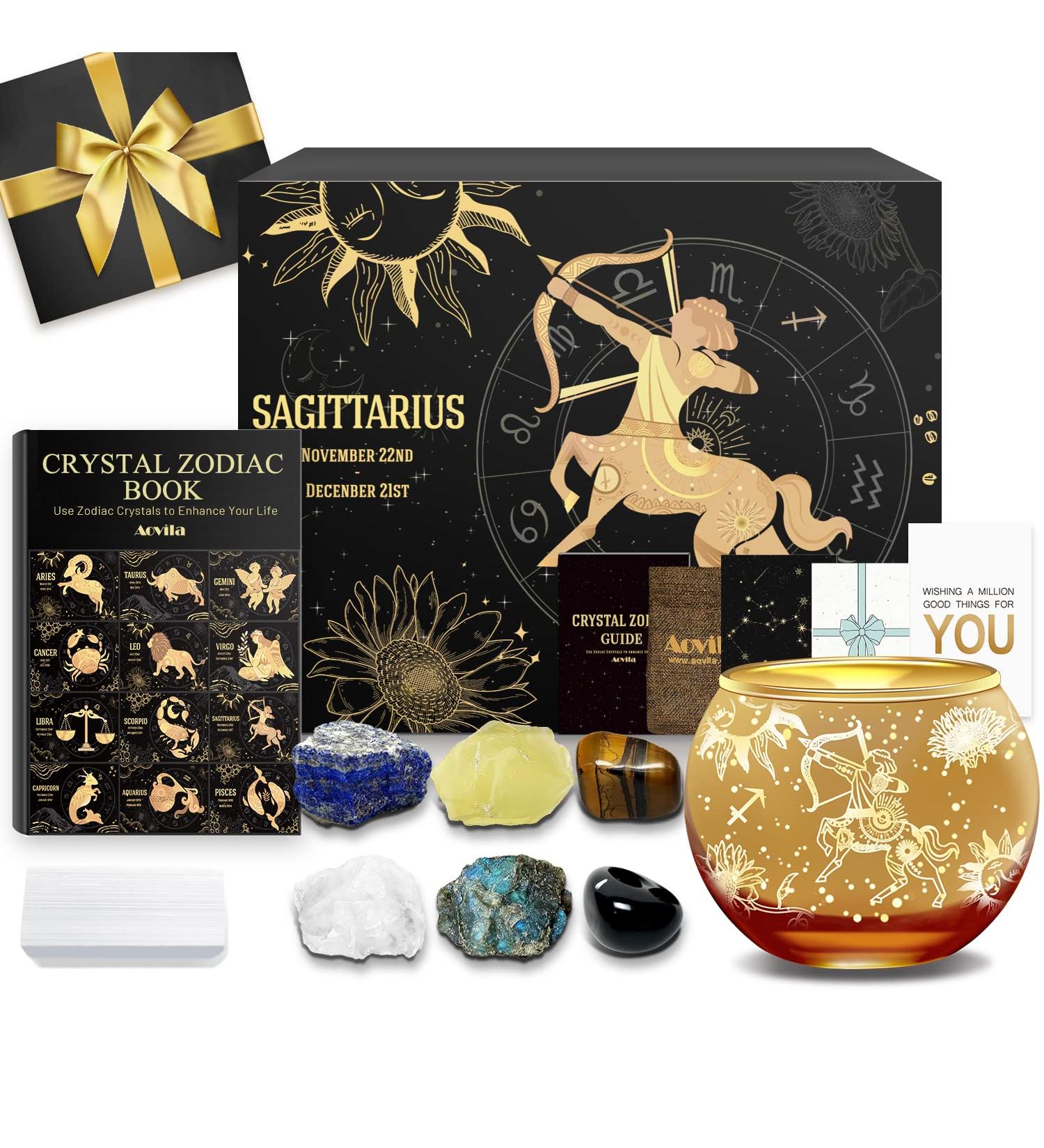 Shop Aovila Sagittarius Gifts - Tealight Holder & Crystal Gift Box Set for Women | Perfect Astrology Birthday Gifts for Moms & Friends - Buy Online on GoSupps.com