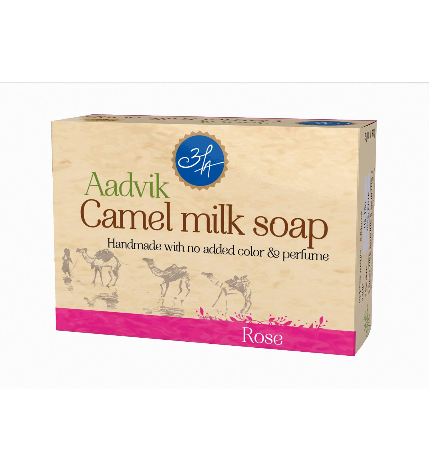 Aadvik Camel Milk Soap with Rose Essetial Oil 100g - Buy Online on GoSupps.com