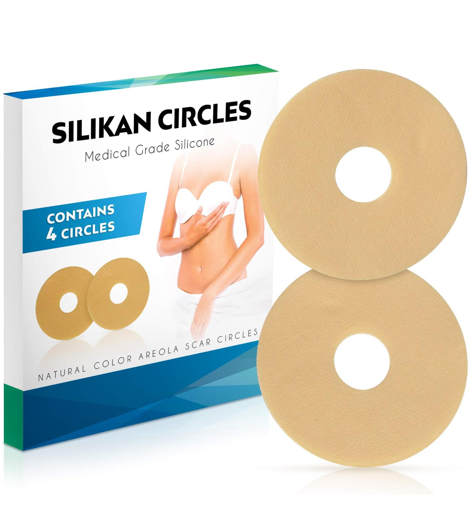 4-Pack Medical-Grade Areola Scar Gel Circles for Breast Surgery Recovery - Silicone Tape Sheets for Scar Reduction and Comfort Treatment by Silikan - Buy Online on GoSupps.com
