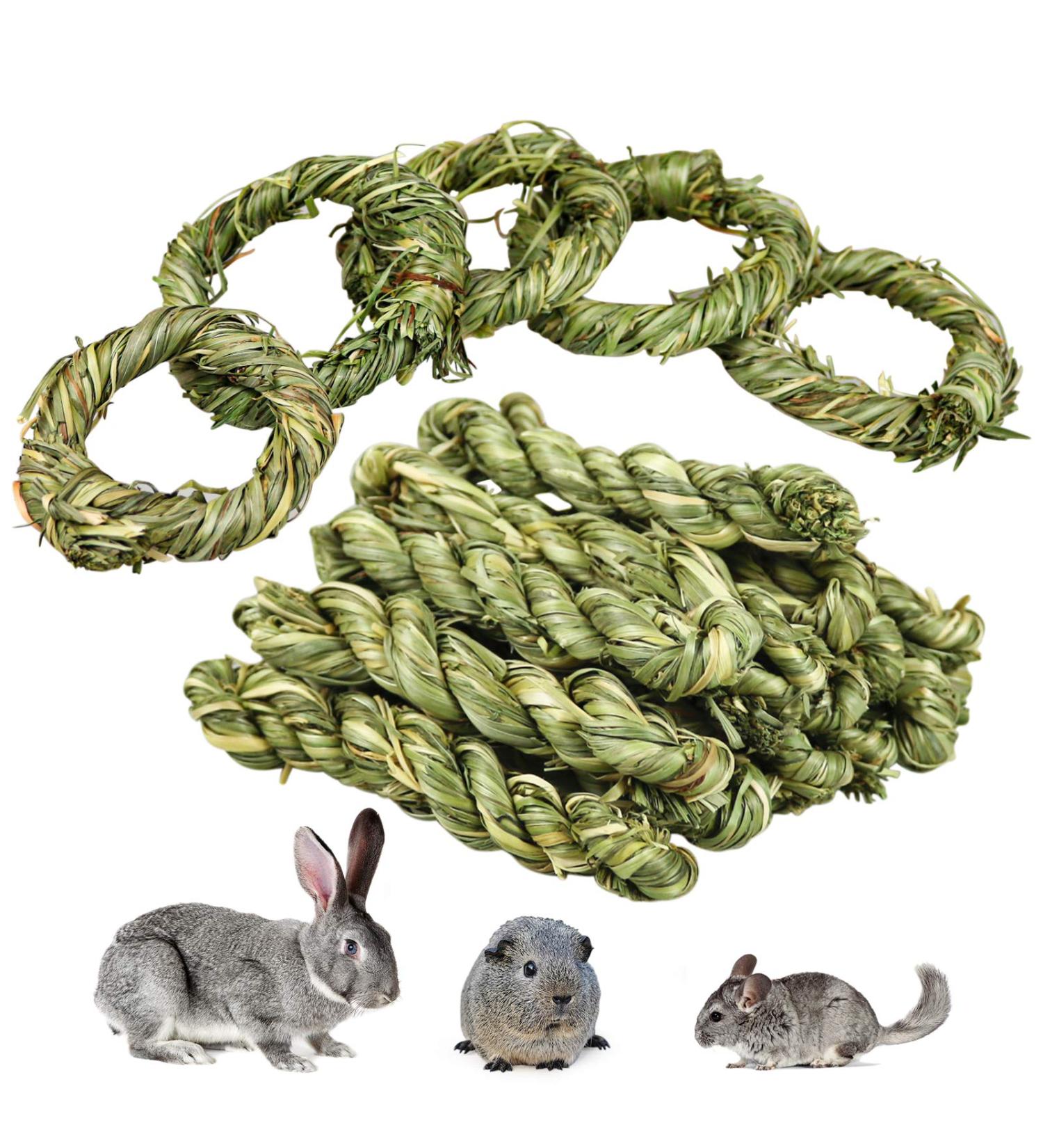 Roundler 20-Piece Rabbit Cake Stuff - Natural Timothy Hay Stick & Tooth Grinding Grass Ring Toys for Rabbits Chinchillas Hamsters & Guinea Pigs - Healthy Snacks & Chew Toys - Buy Online on GoSupps.com