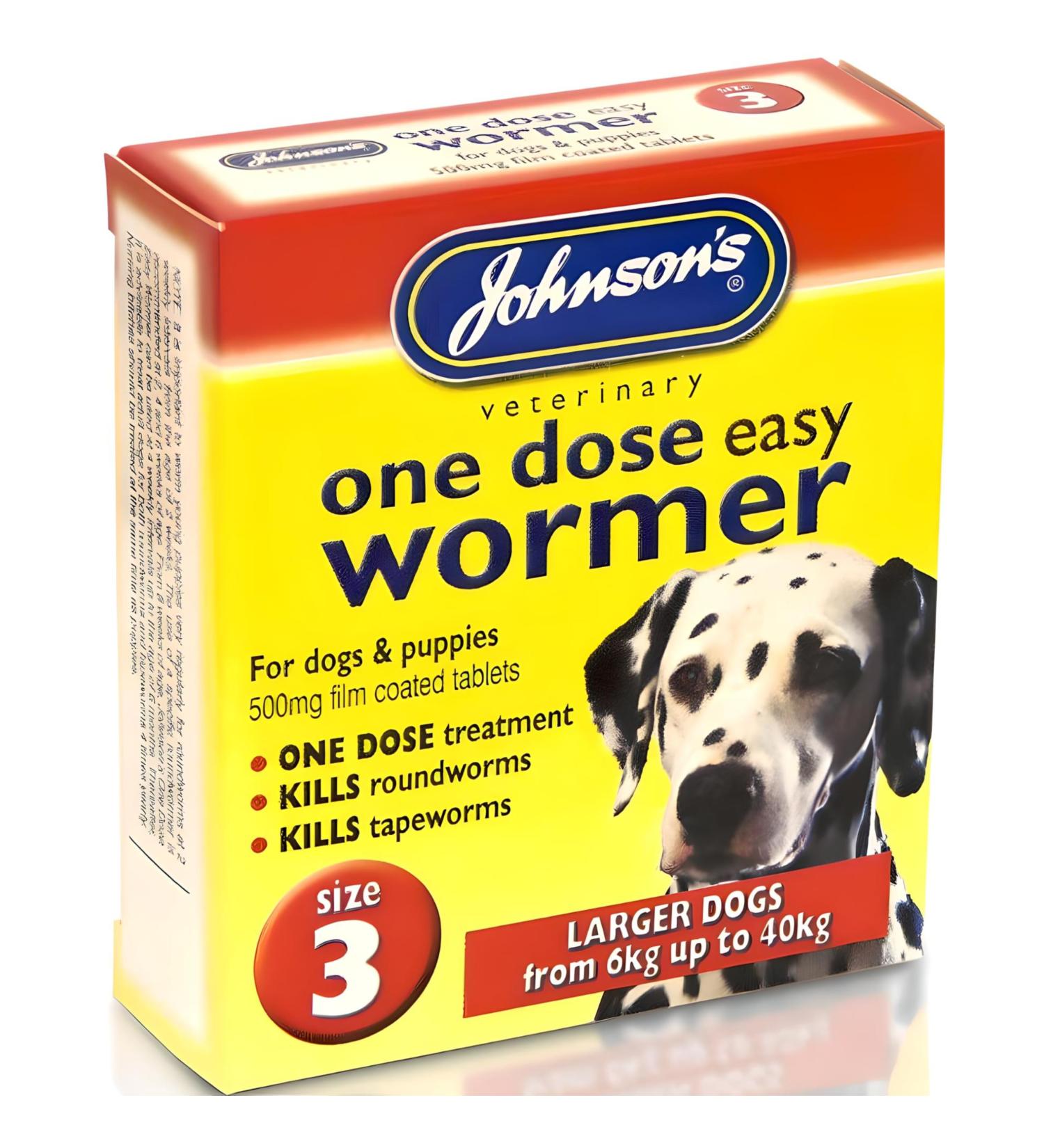 AMK Johnsons Easy One Dose Wormer for Large Dogs & Puppies 8-40kg Worming Tablets Puppy Dog Roundworm Tapeworm