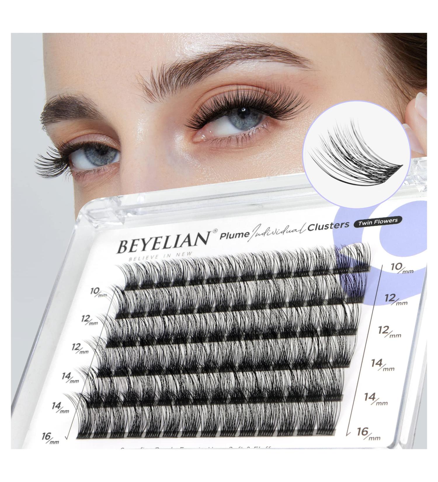 Beyelian Single D Curl Cluster Eyelashes - 84 PCs 0.07mm DIY Individual Lashes with Super Thin Black Band | Perfect for Home Use - Buy Online on GoSupps.com