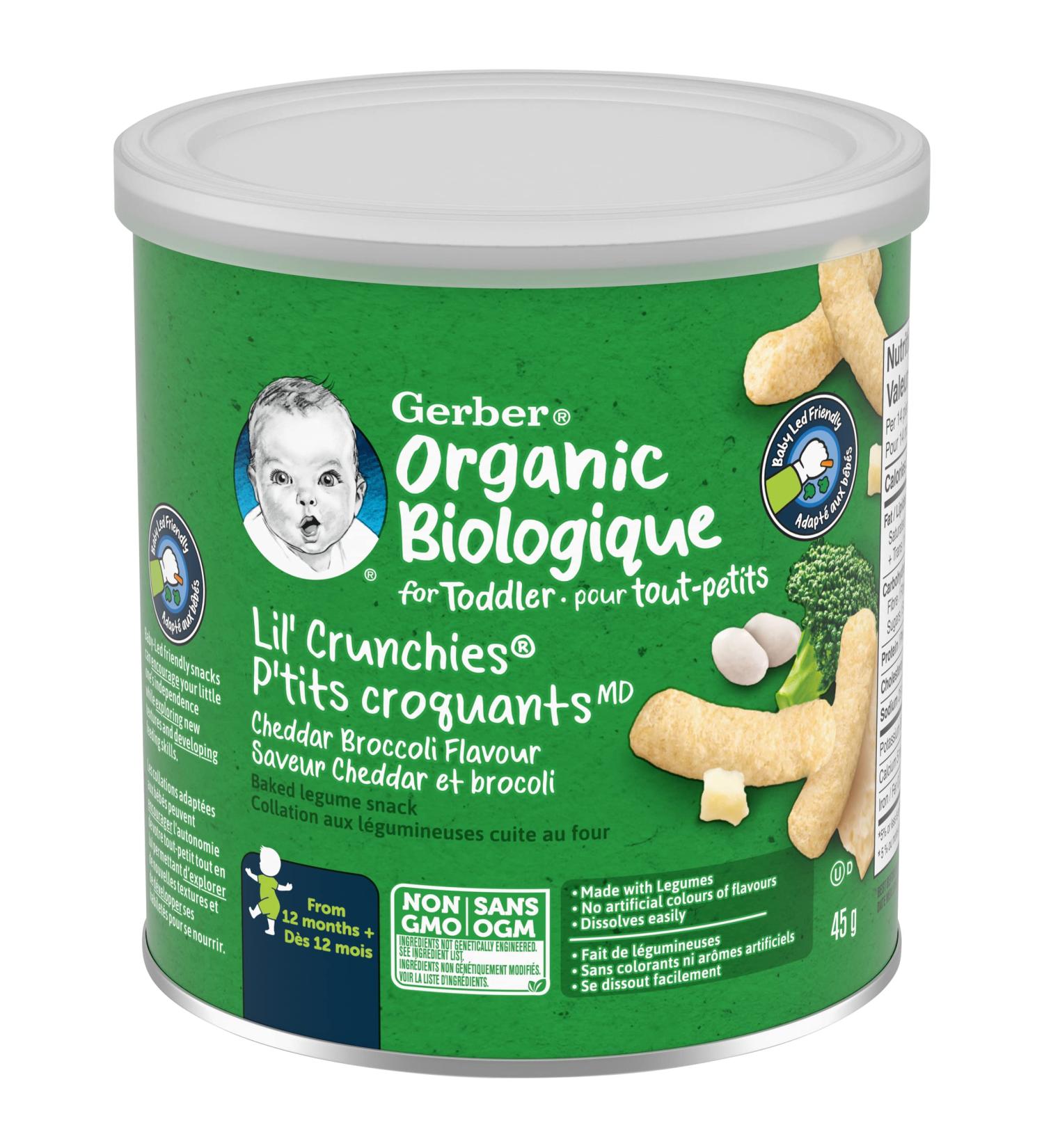 GERBER Organic Lil' CRUNCHIES Cheddar Broccoli 45 g - Buy Online on GoSupps.com