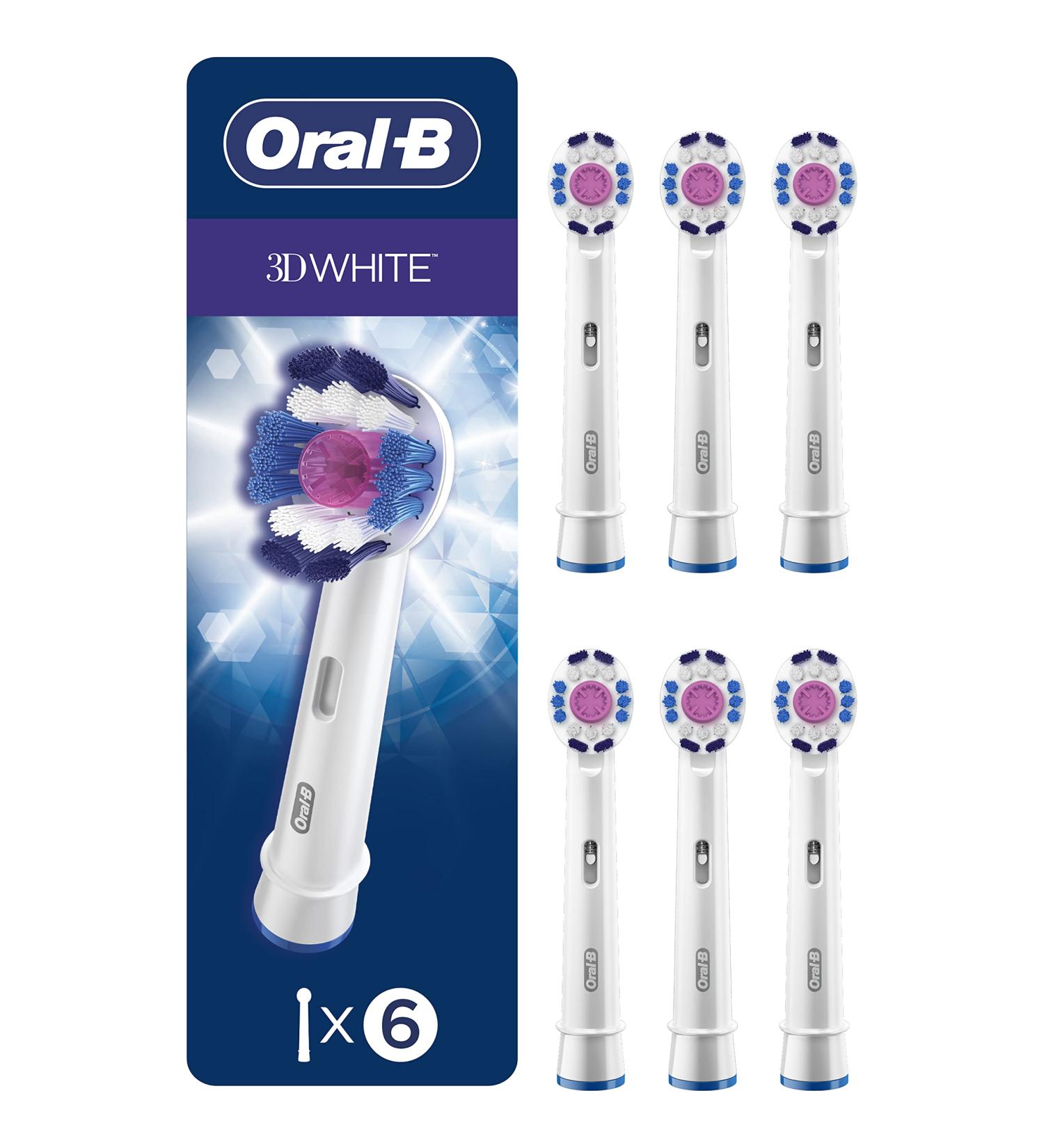 Oral-B 3D White Electric Toothbrush Replacement Brush Heads - Pack of 6 - Buy Online on GoSupps.com