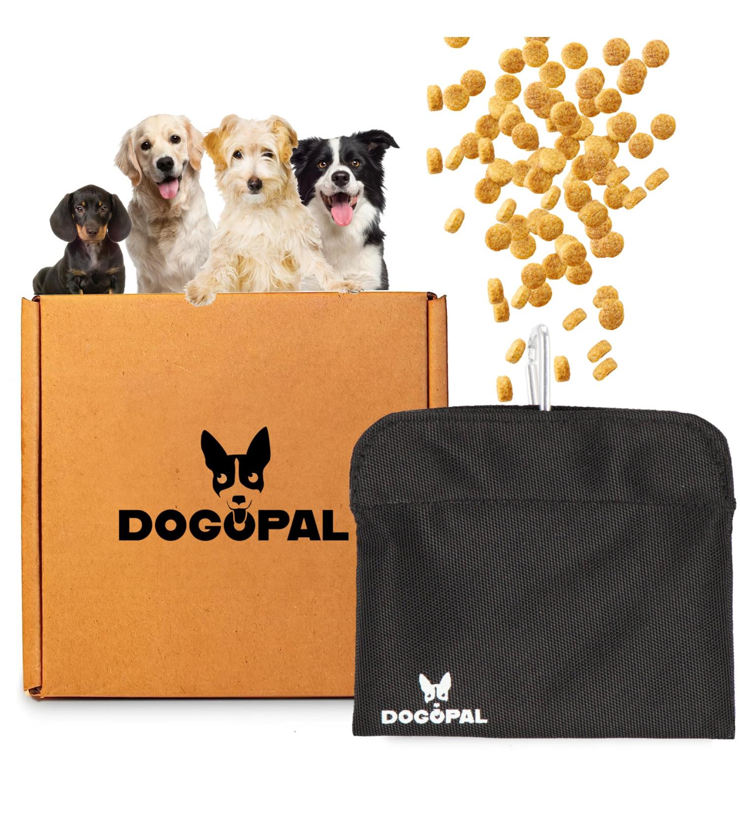 Dogopal Treats for Dogs | One-Handed Food Bag with Metal Clip | Waterproof & Compact Gassi Bag for Training & Walks - Medium Black - Buy Online on GoSupps.com
