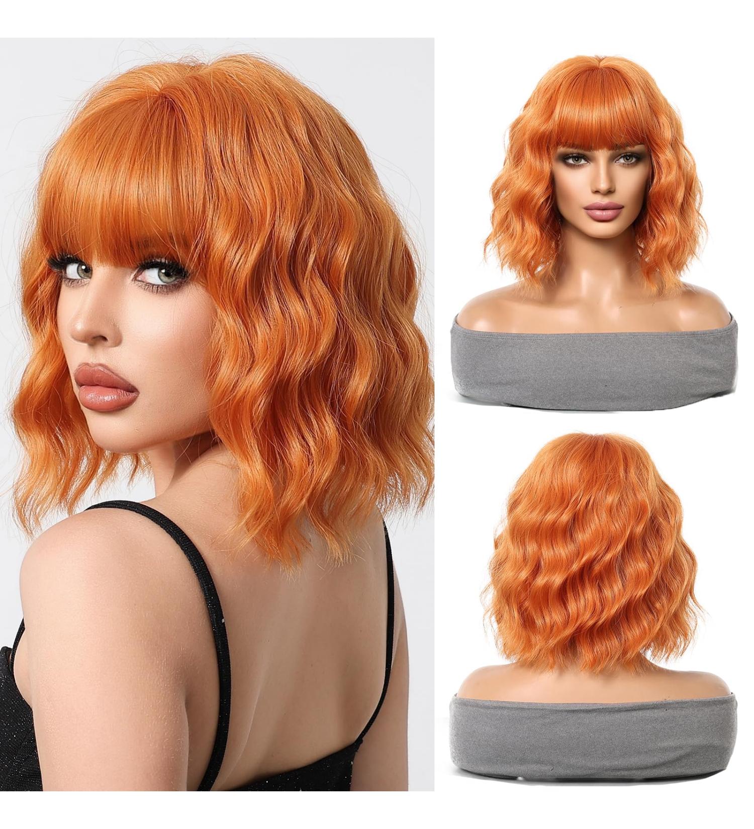 Esmee Ginger Orange Bob Wig with Fringe 14 Inches Shoulder Length Synthetic Cosplay Wig for Women | International Shipping Available - Buy Online on GoSupps.com