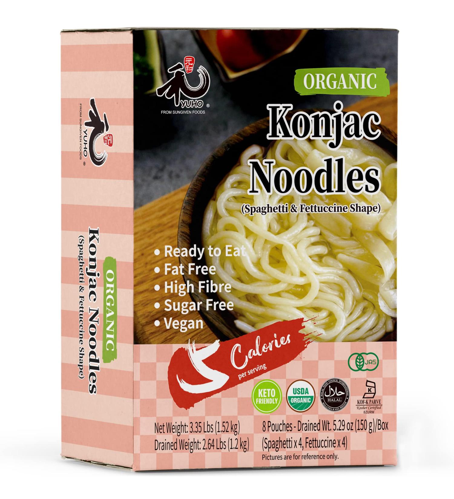 YUHO Organic Shirataki Konjac Pasta Variety 8 Pack - Vegan, Low Calorie, Fat Free, Keto Friendly, Zero Carbs - Ideal Holiday Gift for a Healthy Diet - 53.61 Oz - Buy Online on GoSupps.com