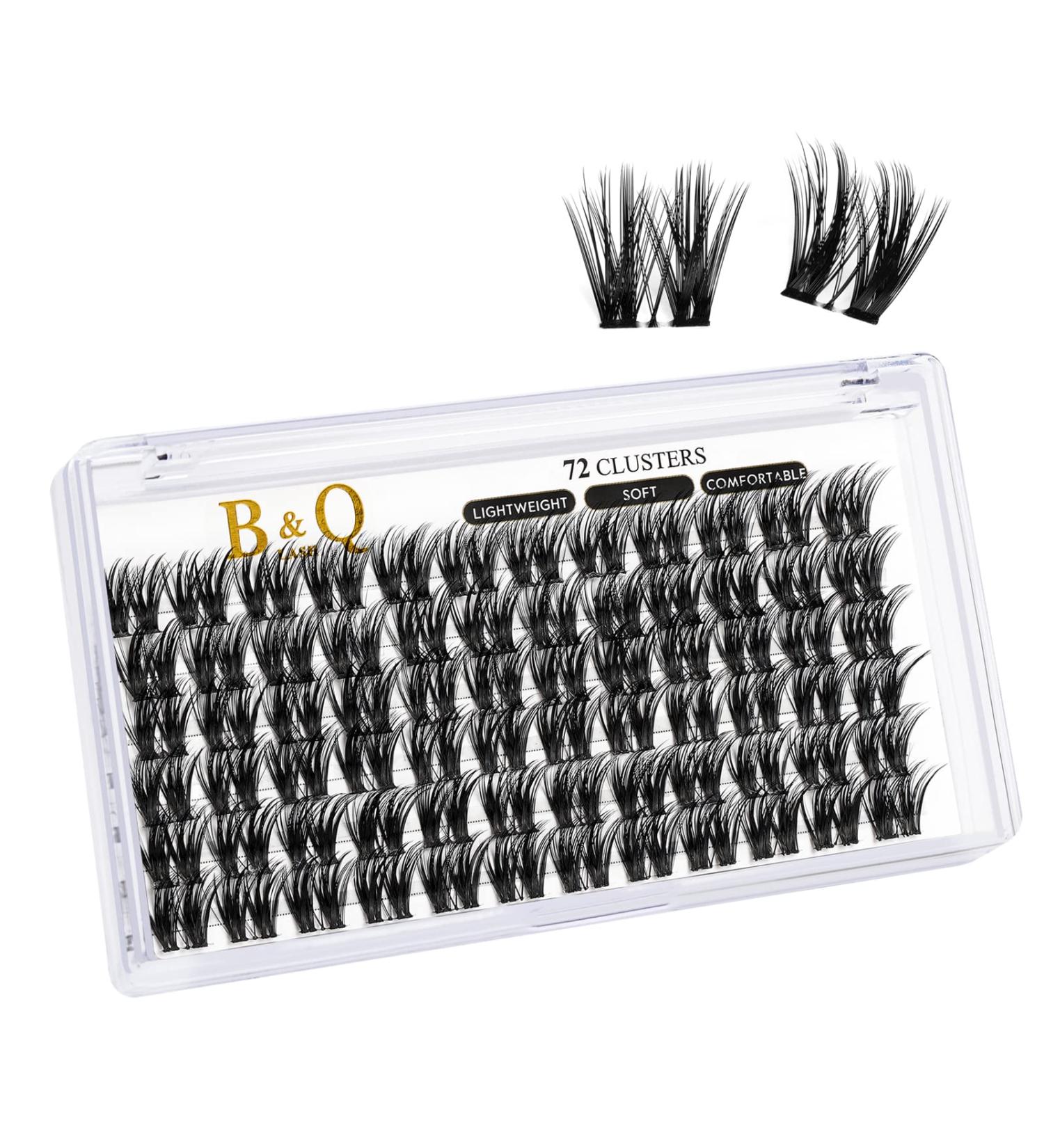 72 D Curl Natural Eyelash Clusters | DIY Soft Fluffy Lash Extensions - B&Q Cluster Lashes (UK-FD-B50-D-14) - Buy Online on GoSupps.com