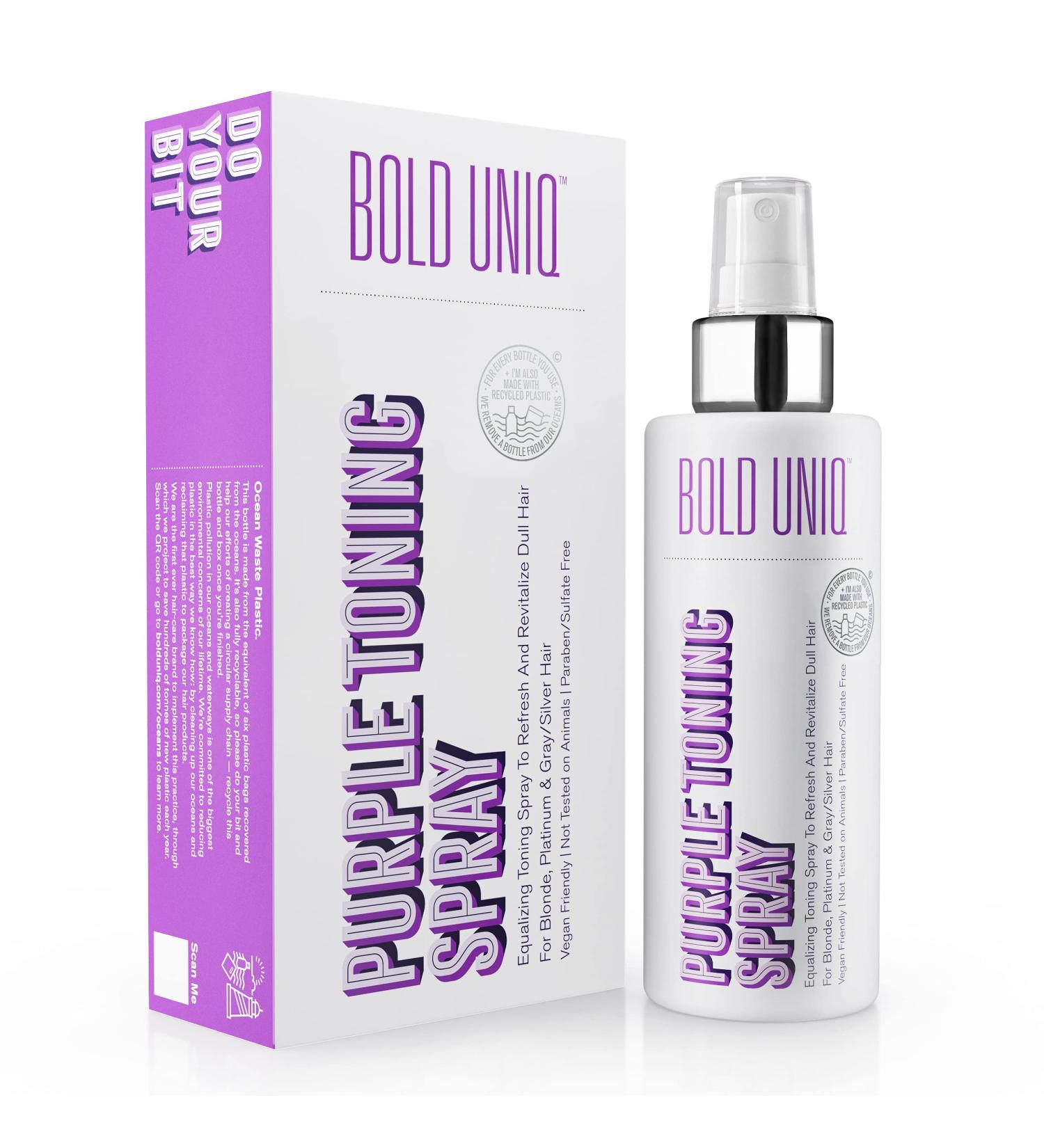 Bold Uniq Blonde Toner Spray - Purple Leave In Hair Treatment for Brass Removal in Blonde, Platinum, Gray & Silver Hair - Paraben & Sulfate Free, PETA Approved - Buy Online on GoSupps.com