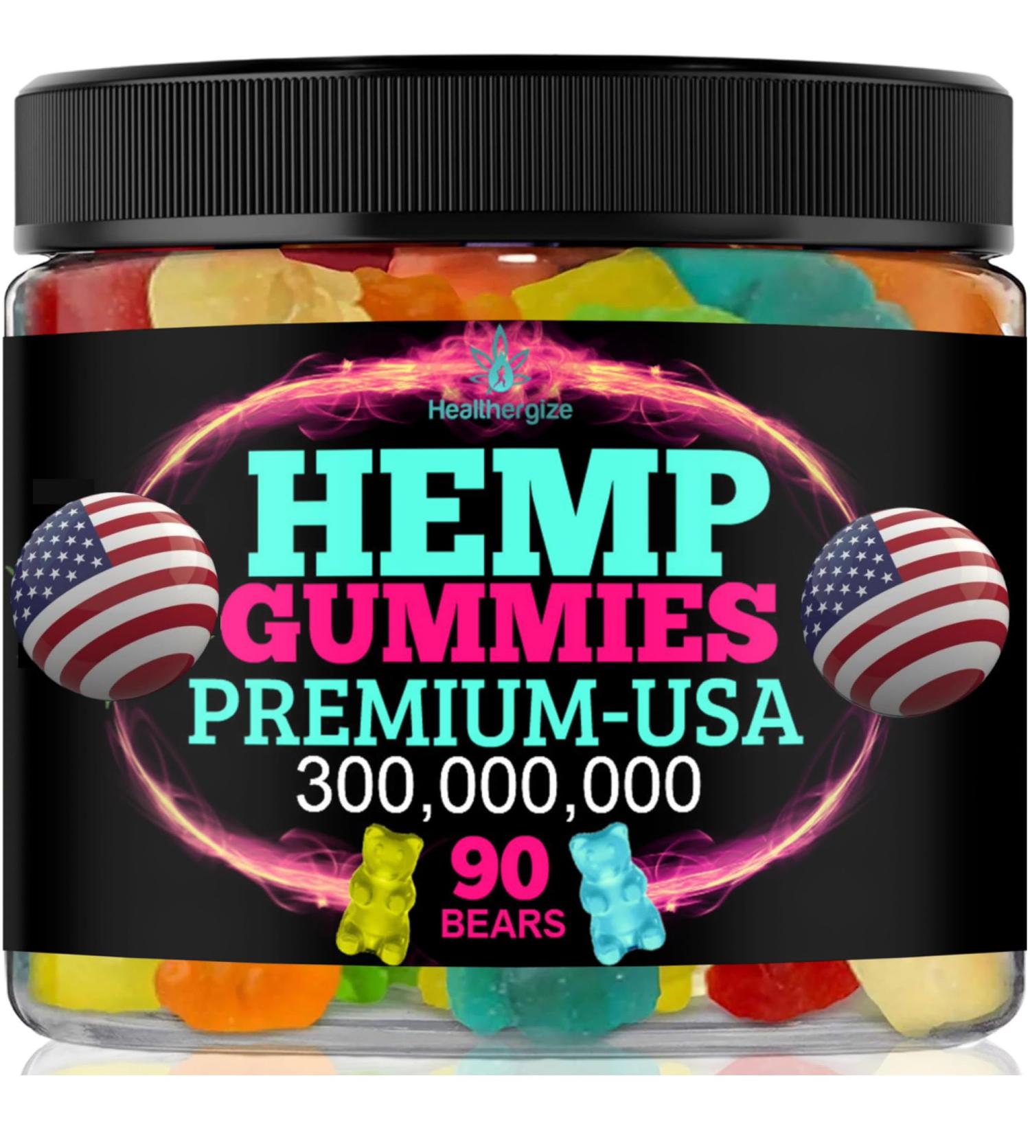 Hemp Gummies for Relaxation and Rest-Natural Hemp Oil Gummies, Fresh Fruity Flavors Tasty Relief-Made in USA-High Potency Gummy Edibles-Extra Strength 90 Bears - Buy Online on GoSupps.com