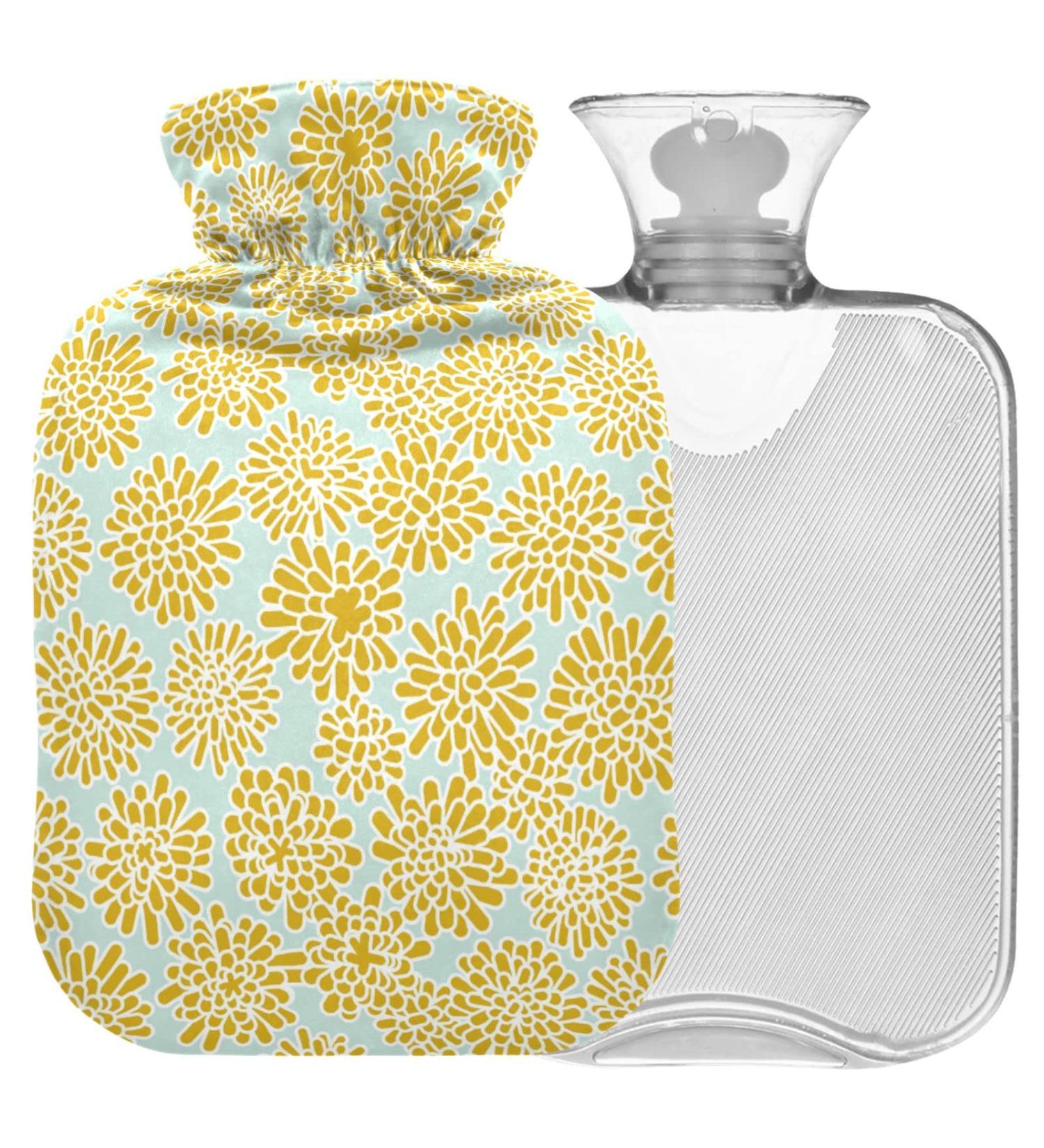 NAANLE Pastel Yellow Dandelion Hot Water Bottle - 2L Large Transparent for Menstrual Cramps Relief & Heat Therapy - Buy Online on GoSupps.com