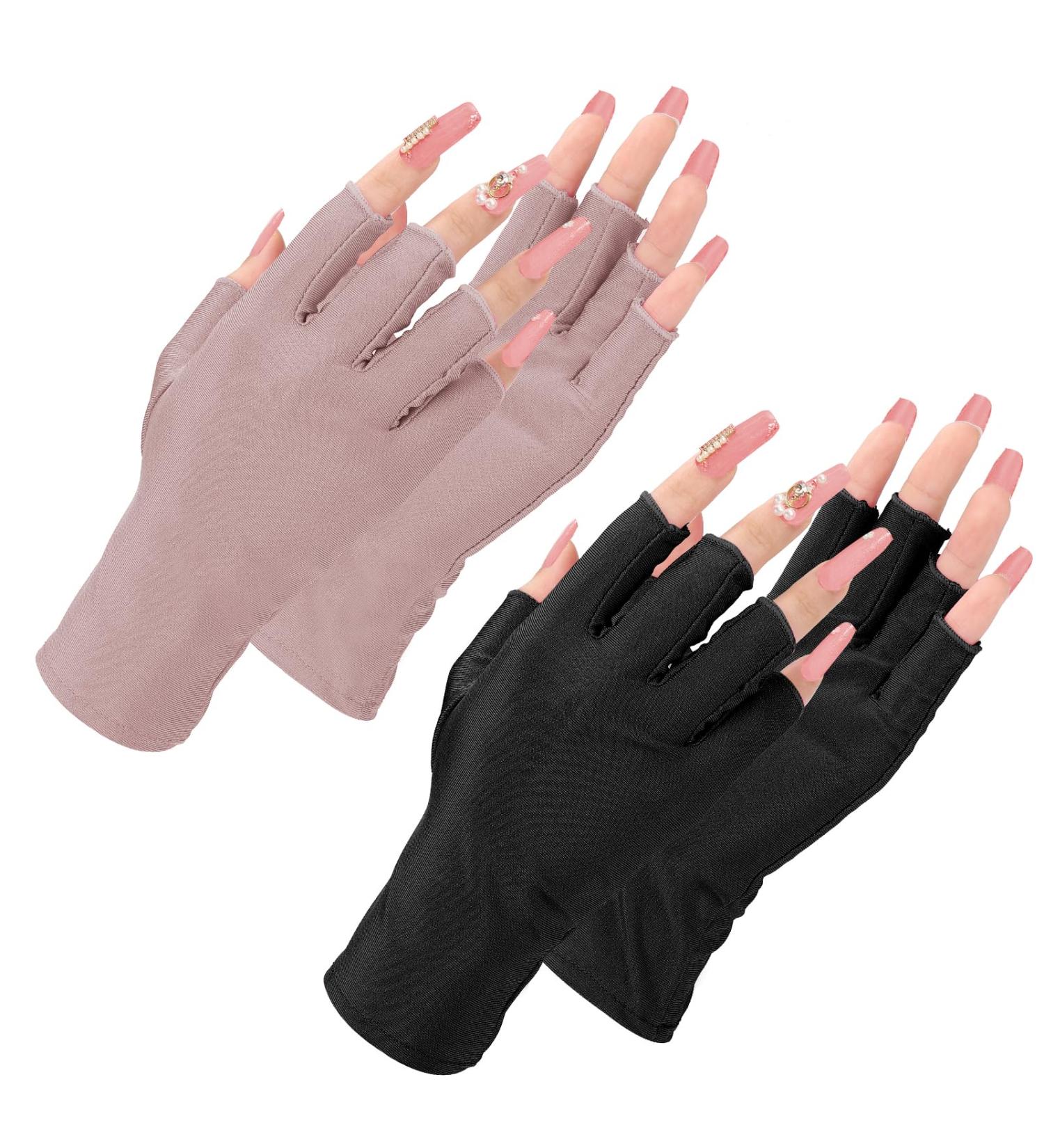 Abeillo 2Pairs UV Gloves for Gel Manicures UPF 50+ UV Nail Protection Gloves UV Light Gloves for Gel Nails Lamp Fingerless UV Gloves Prevent Hands from UV Harm (Pink Purple) - Buy Online on GoSupps.com