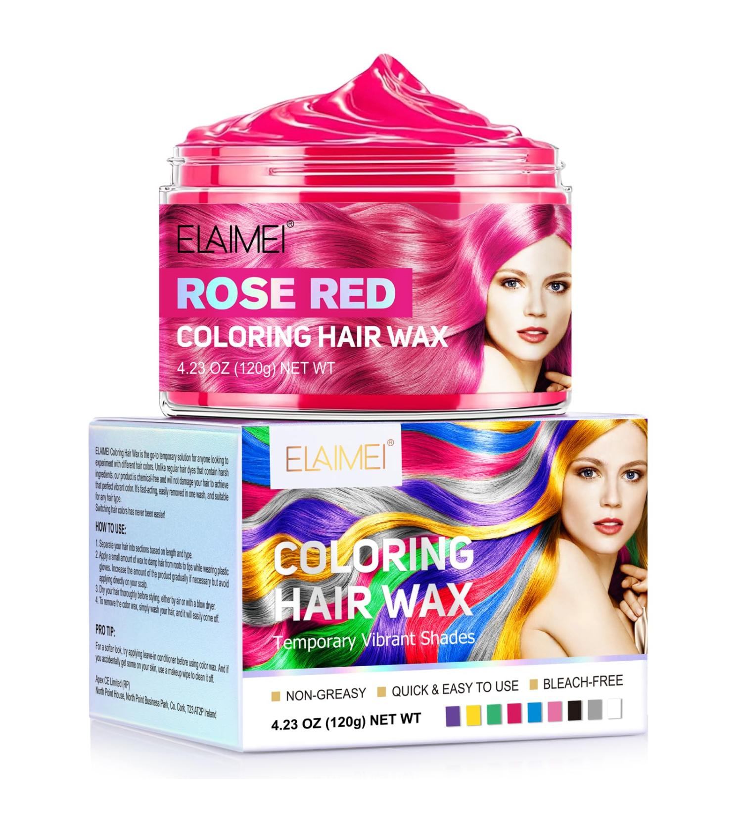 Hair Colour Wax (Rose Red) Unisex Men and Women Temporary Blue Hair Dye Washable Non Permanent Coloured Hair Spray Hair dye Suitable for Parties Role Playing Christmas Halloween and Masquerade-120g - Buy Online on GoSupps.com