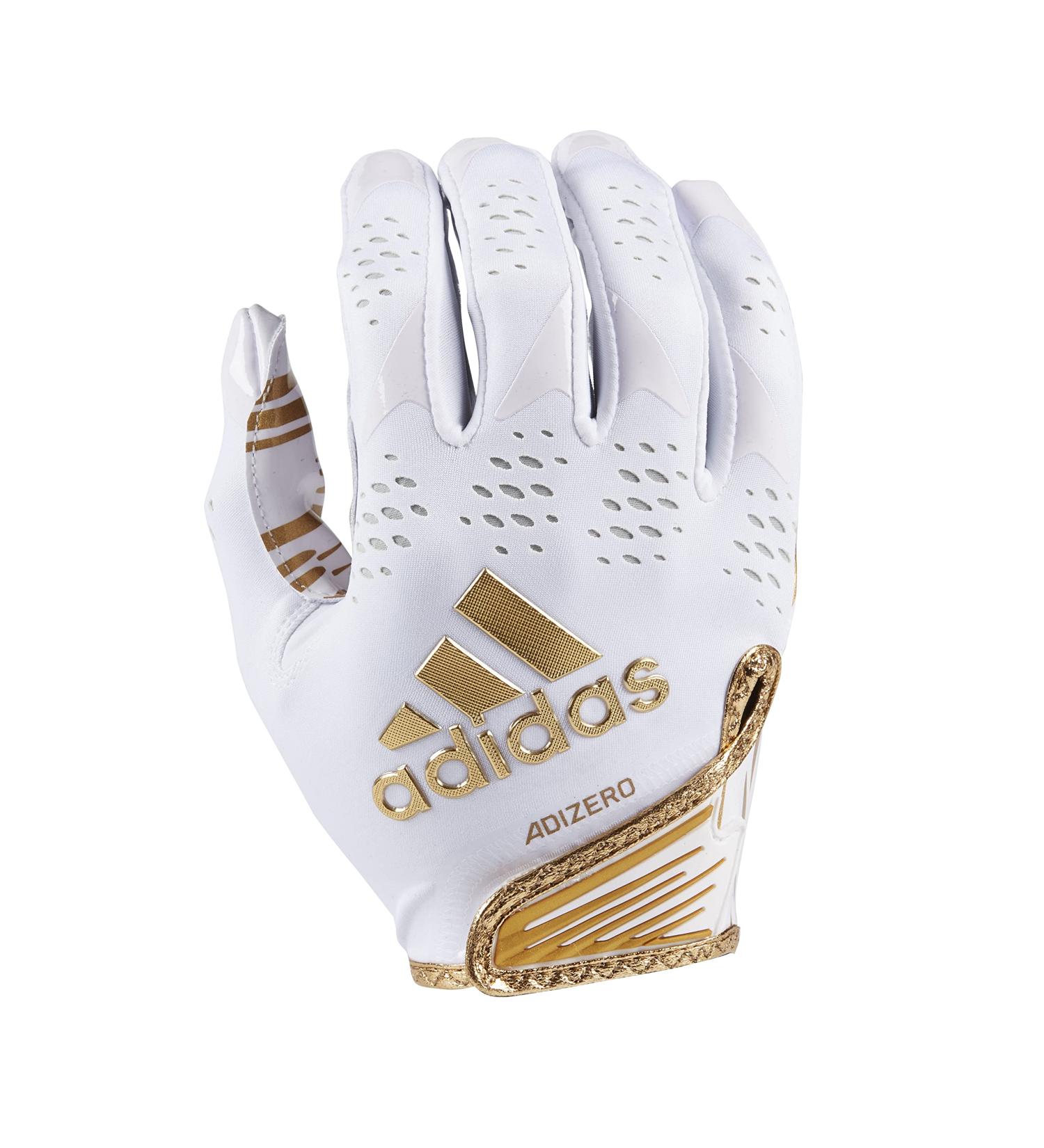 Buy adidas Adizero 12 Football Receiver Gloves - White/Metallic Gold Large | Best International Shipping - Buy Online on GoSupps.com