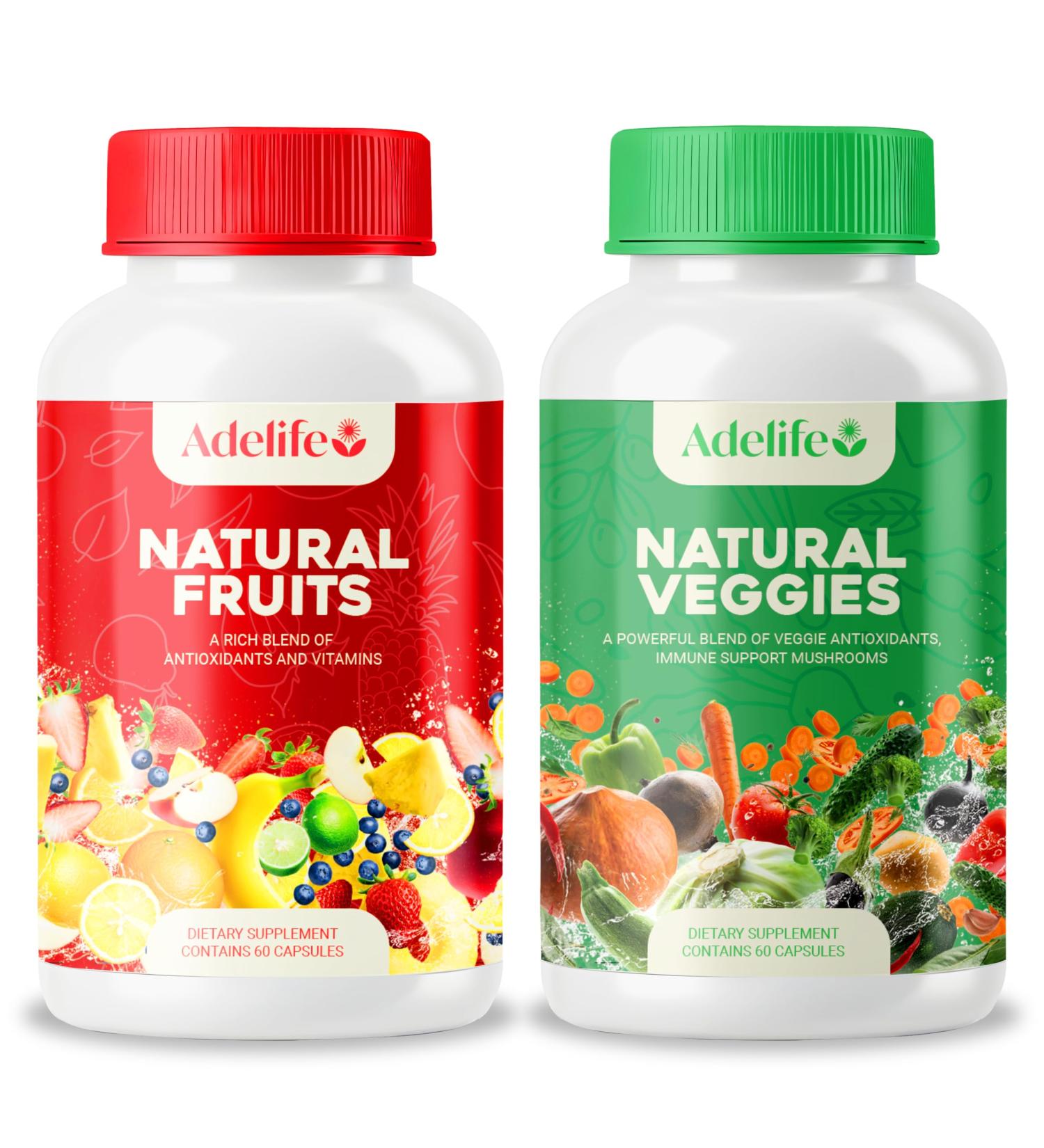 ADELIFE Fruit And Veggies Dietary Supplement, Total 120 Capsules, Earth Energy Fruits And Vegetables, Daily Vitamins, Super Fruits And Veggies Supplements, Vegetable Supplements For Adults,MADE IN USA - Buy Online on GoSupps.com