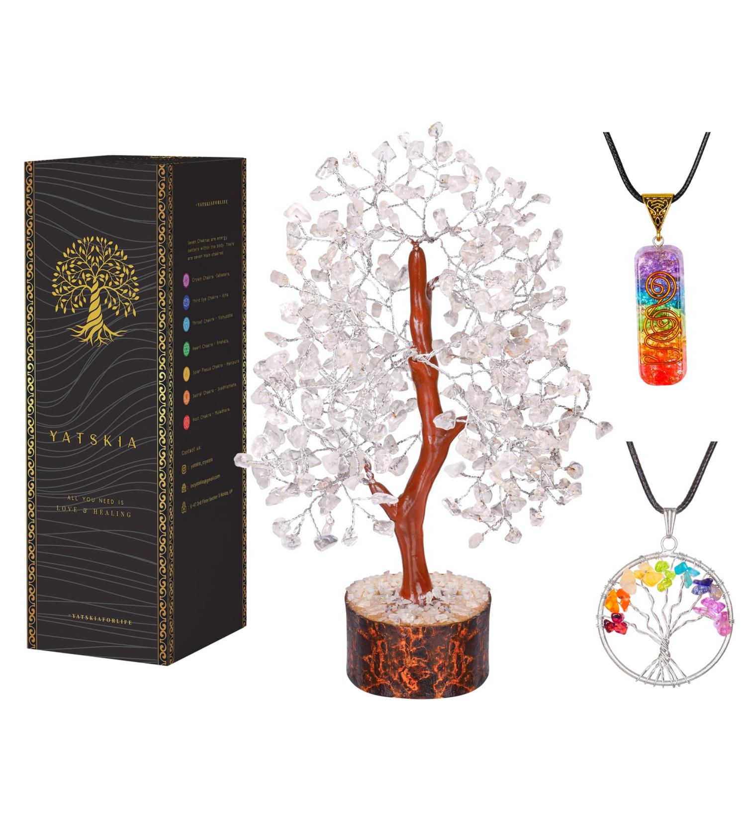 YATSKIA Clear Quartz Crystal Tree - Crystal Decor for Home - Spiritual Bonsai Tree - Good Luck Gift - Buy Online on GoSupps.com