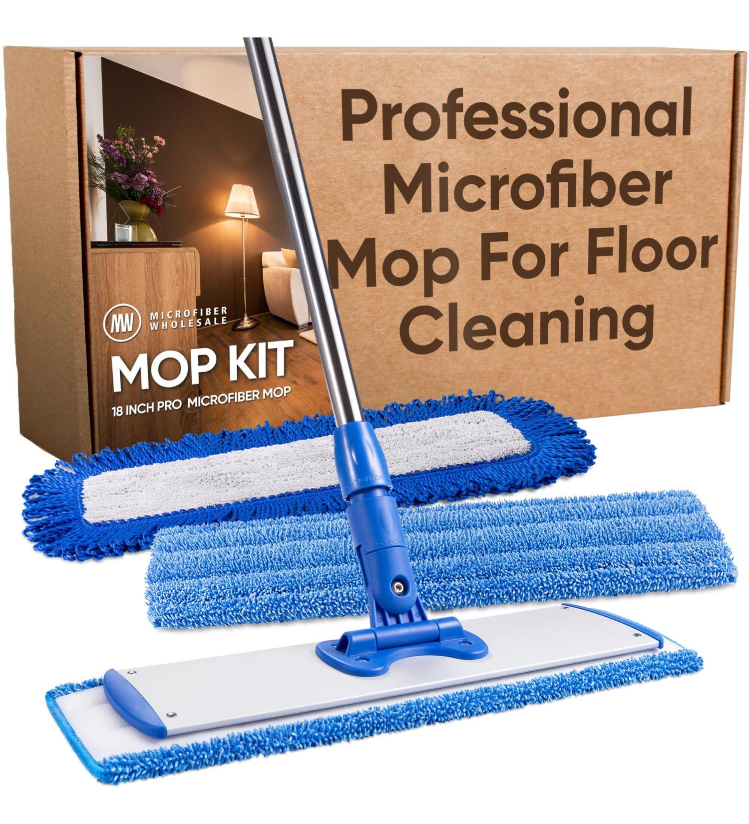 Professional Microfiber Mop for Hardwood, Laminate, Tile, Vinyl Floors | Washable Pads | Adjustable Handle + 1 Microfiber Cloth - Buy Online on GoSupps.com