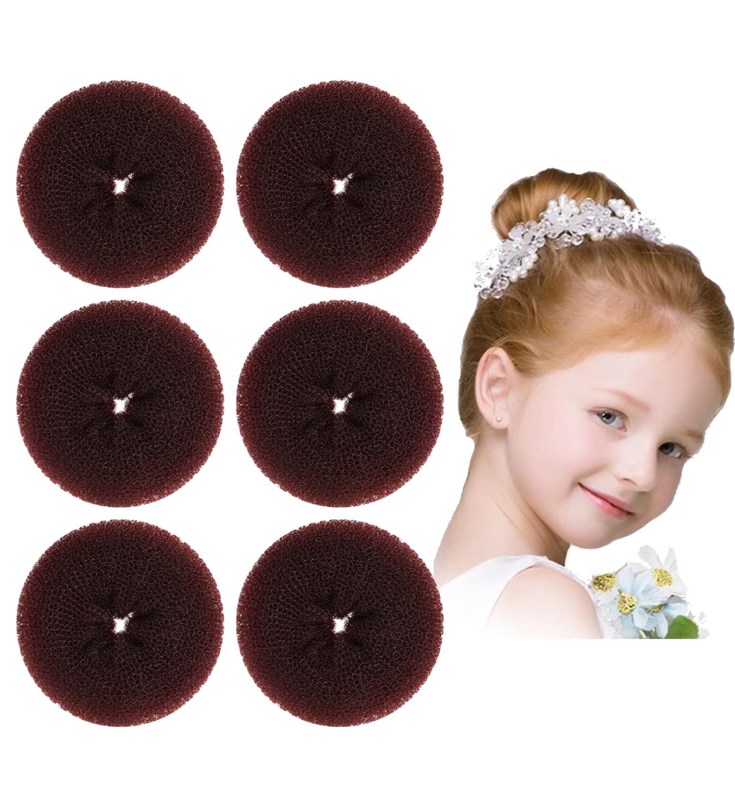 Kids 6PCS Ring Style Hair Donut Bun Maker for Short and Thin Hair - Small Size 2.5 Inch Brown - Chignon Doughnut Shaper - Buy Online on GoSupps.com