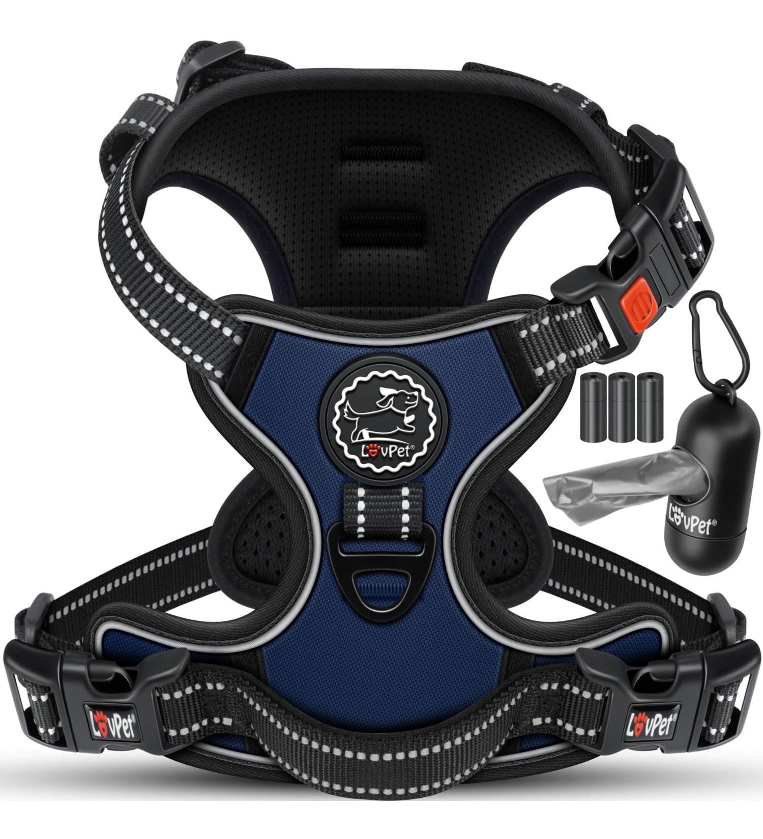Buy Lovpet No-Pull Dog Harness for Small Dogs & Puppies | Breathable Reflective Design | Adjustable & Soft with Handle - Navy Blue - Buy Online on GoSupps.com