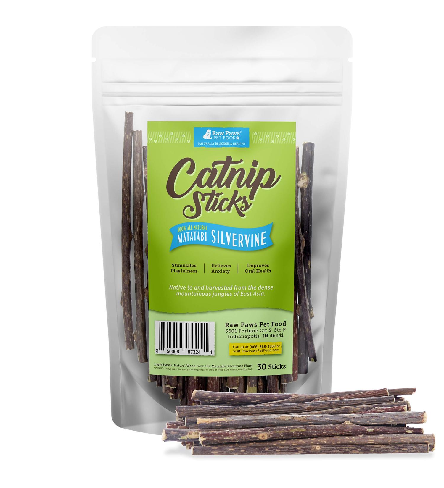 Raw Paws Silvervine Catnip Sticks 30-ct - Natural Matatabi Chew Toys for Indoor Cats - Silver Vine Kicker Toy - 30-pack - Buy Online on GoSupps.com