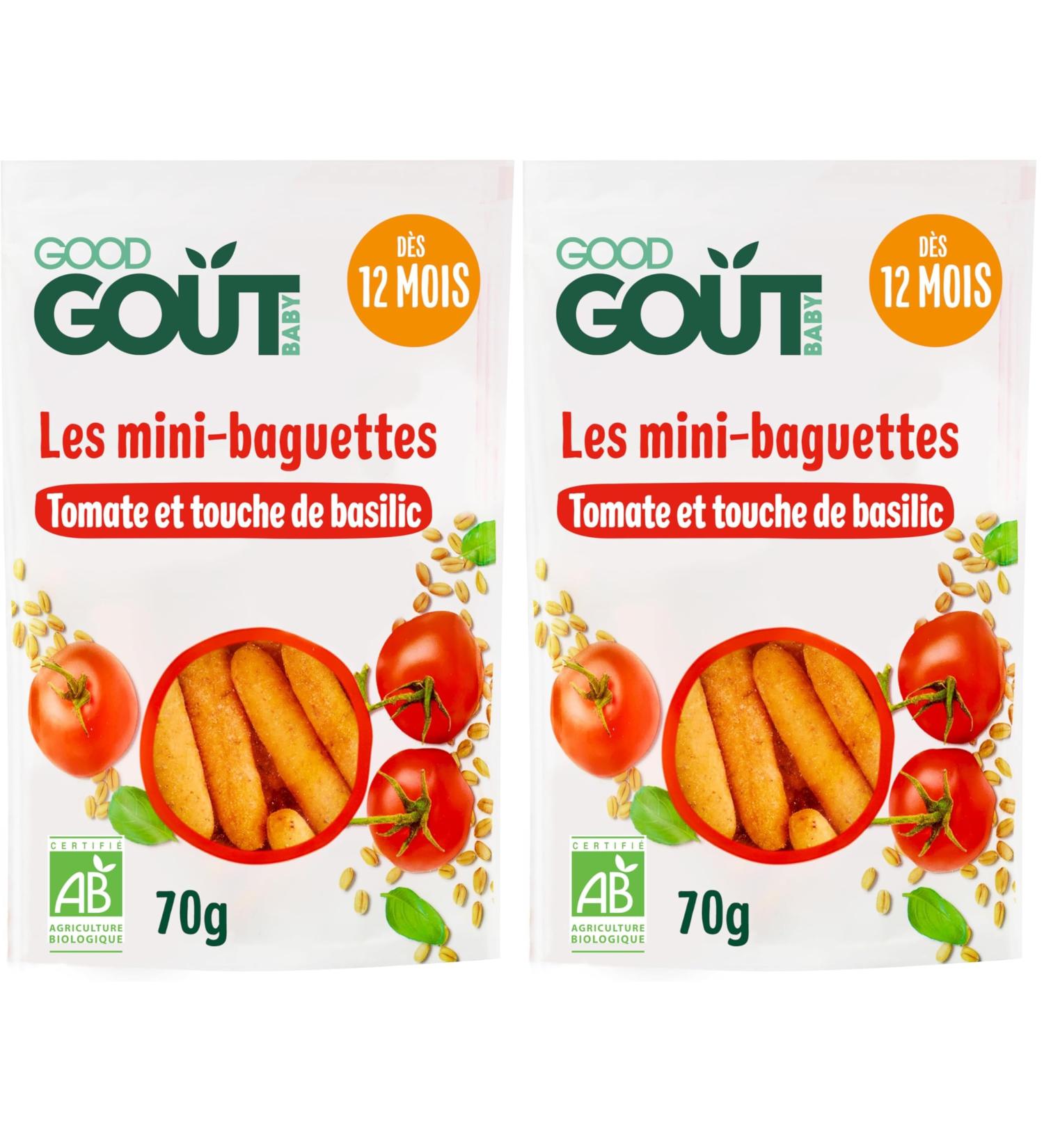 GOOD GO T - Mini-Baguettes Tomate Et Basilic - Biscuits Type Gressins Pour B b - D s 12 Mois - Sachet Refermable - 70g (Lot de 2) - Buy Online on GoSupps.com