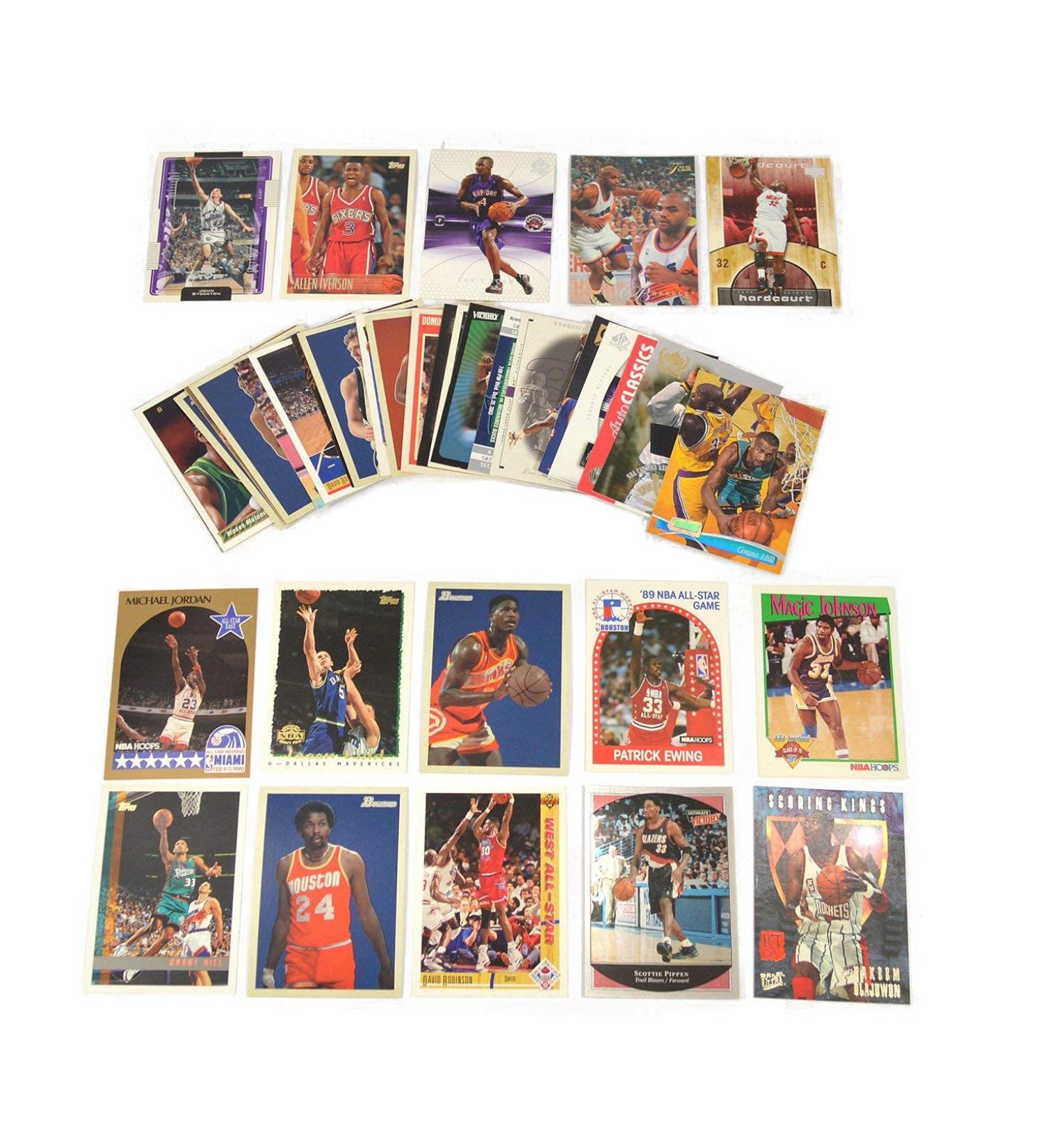 40 Basketball Hall-of-Fame & Superstar Cards Collection Including Players such as Michael Jordan Magic Johnson LeBron James. Ships in Protective Plastic Case Perfect for Gift Giving.