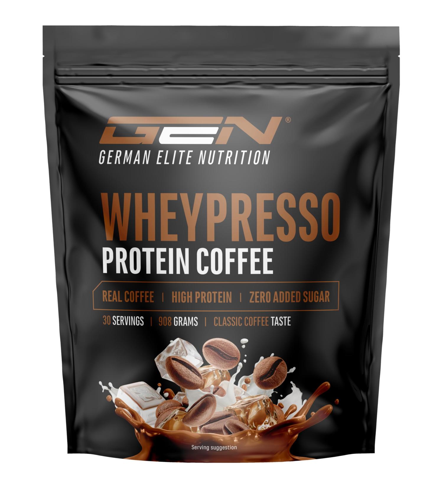 Wheypresso Protein Coffee - Protein Powder with Whey & Isolate Concentrate - With Real Coffee & Caffeine - High Protein Creamy Drink - (908g Classic Coffee Flavor) - Buy Online on GoSupps.com