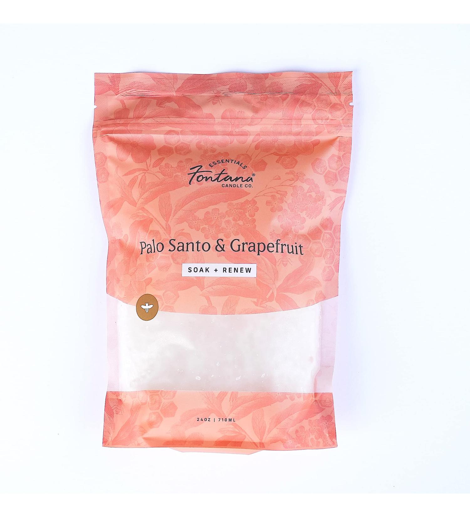 Fontana Candle Co Epsom Salt Bath Soak | Palo Santo Grapefruit 24 oz | Infused with Essential Oils and Coconut Oil | Natural Magnesium Flakes Scented Bath Salts for Relaxation - Buy Online on GoSupps.com