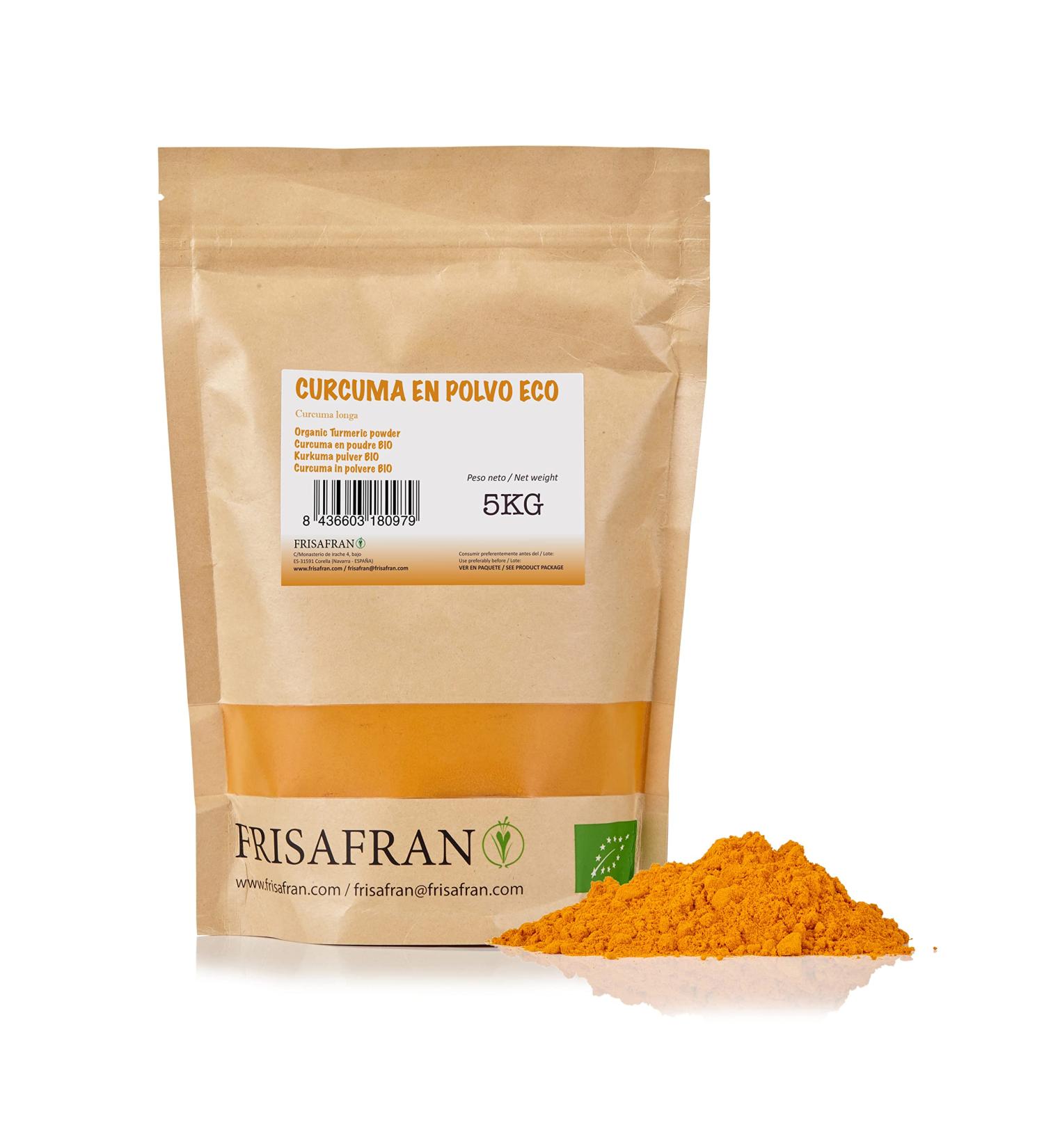 Buy Organic Turmeric Powder 5kg - Premium Quality Turmeric Root from India | Frisafran | Golden Turmeric Spice | Turmeric Bio - Buy Online on GoSupps.com