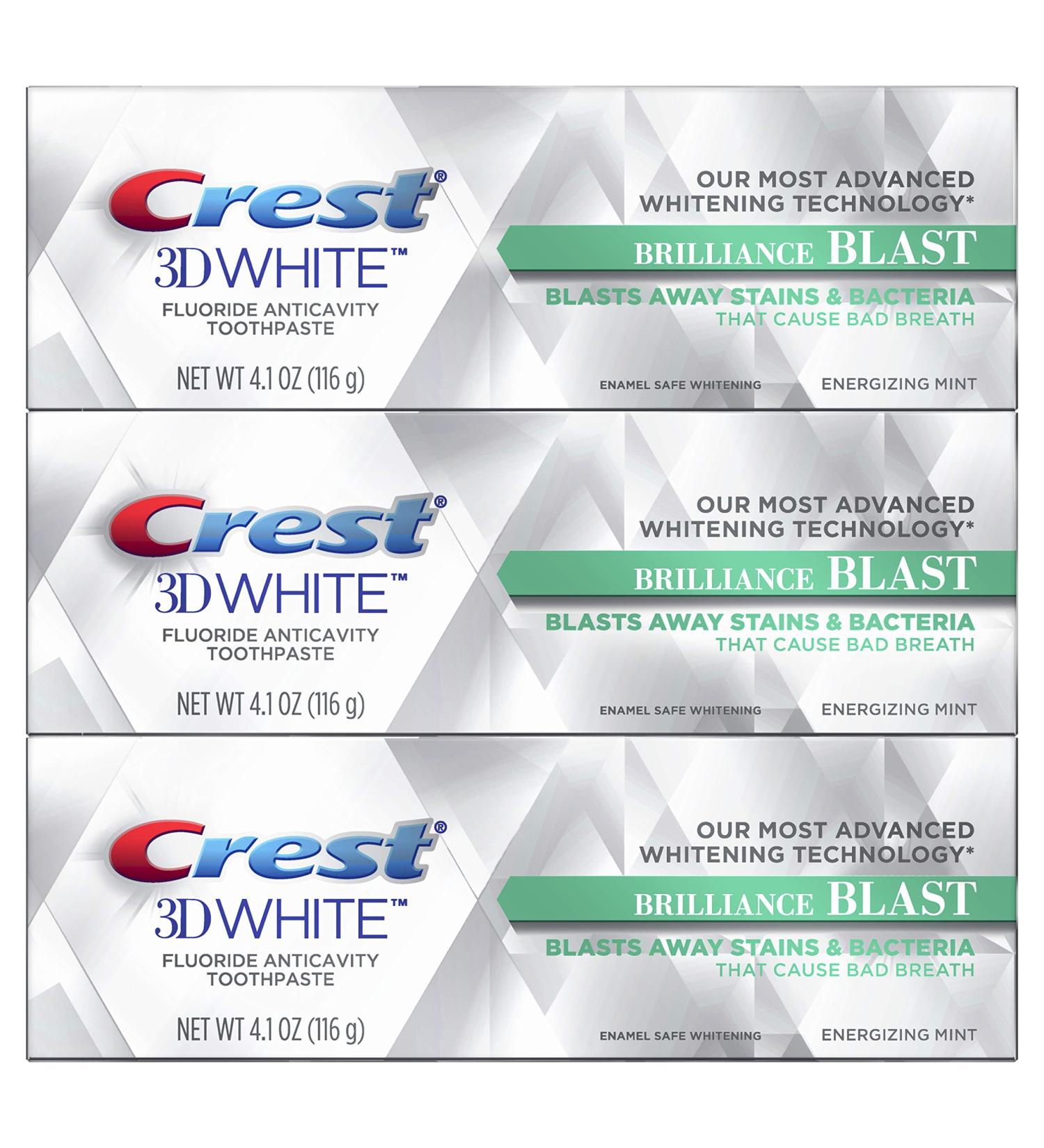 Crest 3D White Brilliance Blast Whitening Toothpaste - Energizing Mint (3 Pack) - Buy Online on GoSupps.com