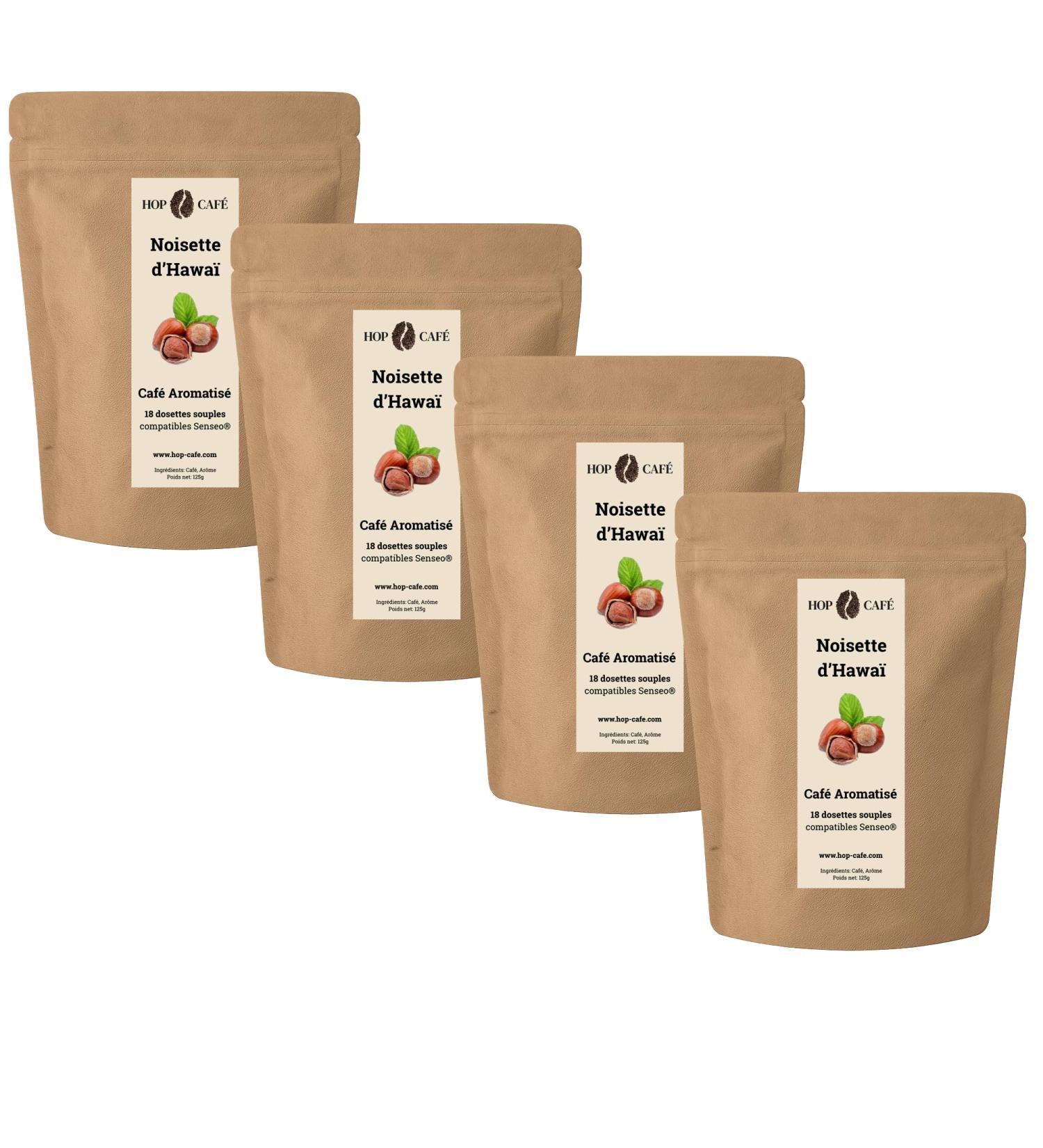  HOP CAFE HOP CAF 72 Soft Pods Hazelnut Flavour 100% Arabica Coffee Pack 4x18 - Buy Online on GoSupps.com