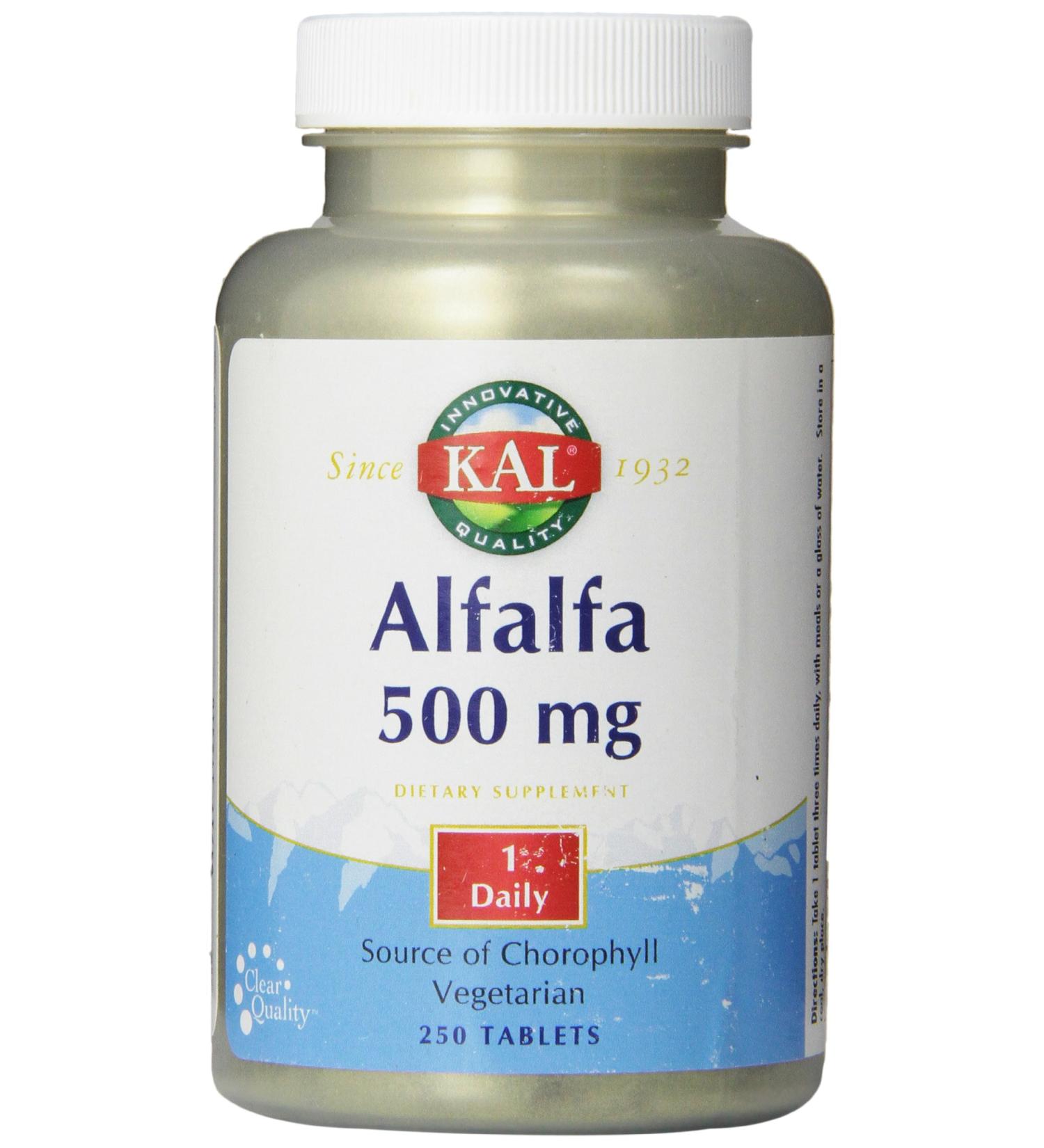 KAL Alfalfa 8 Grain Tablets 500 mg - 250 Count | Pure and Natural Alfalfa Supplement - Buy Online on GoSupps.com