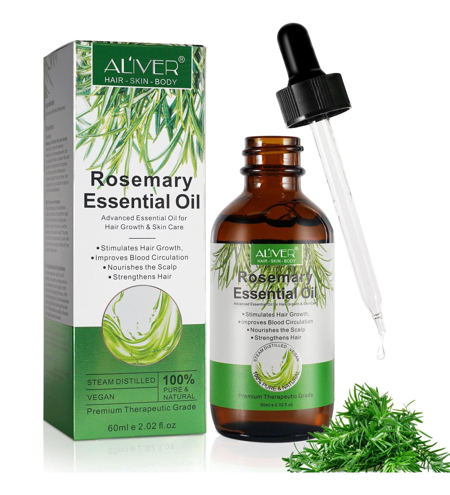 Organic Rosemary Hair Growth Oil 2.02 fl oz - 100% Pure Natural, Nourishes Scalp, Stimulates Growth, Improves Circulation - Pack of 1 - Buy Online on GoSupps.com