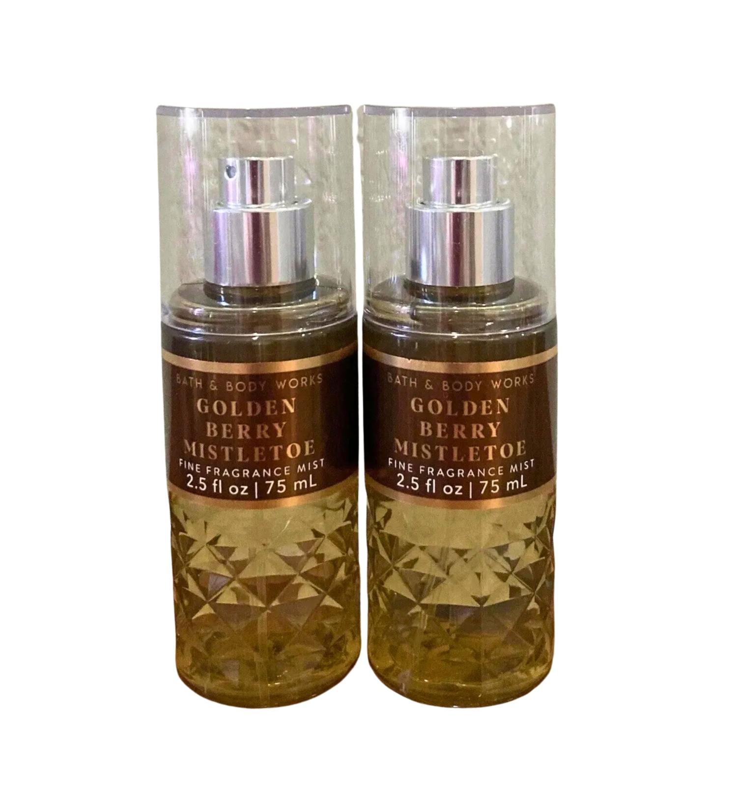 Bath & Body Works Mini Travel Size Fine Fragrance Mists 2.5oz Each Set of 2 (Golden Berry Mistletoe)