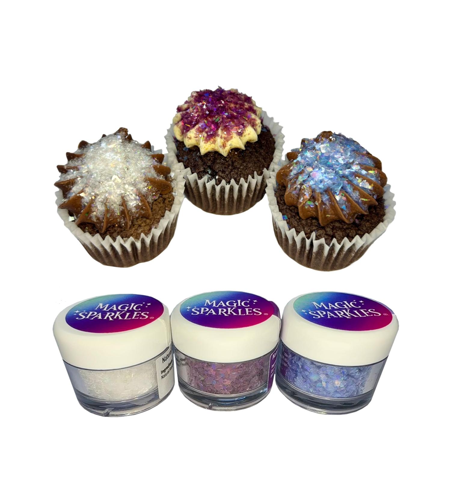 Magic Sparkles Edible Glitter Flakes - Gemstone Collection. Perfect For Decorating Cakes Snacks And More! (Pack Of 3 : 3g Per Pot) - Buy Online on GoSupps.com