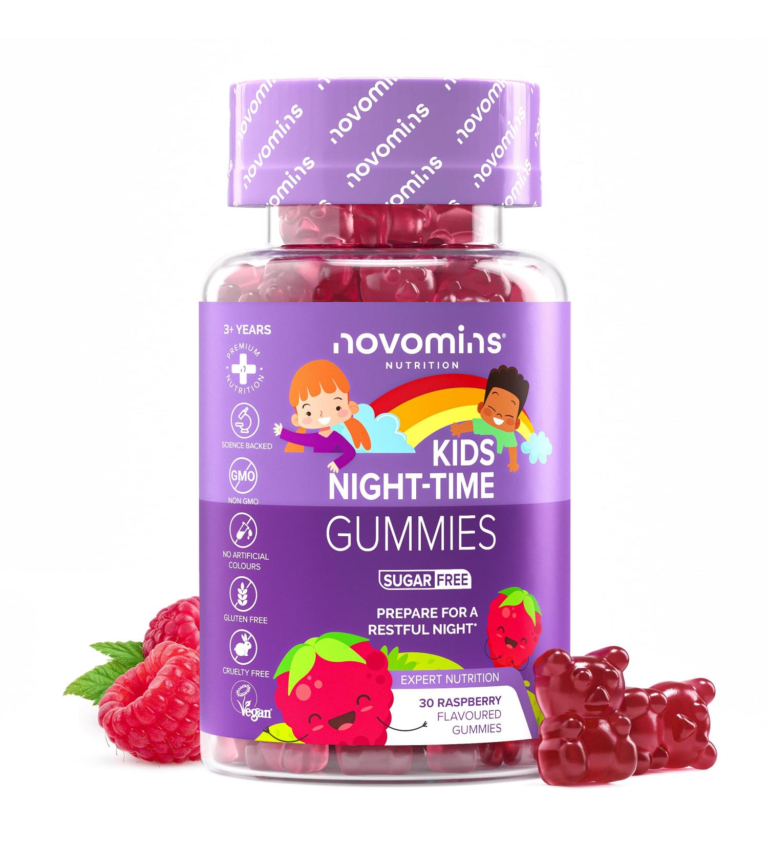 Sleep Gummies for Children Magnesium LTheanine Vitamin B12 Nutritional Supplements for Children at Night Alternative to Melatonin & Sleeping Tablets Vegan & Gluten Free Novomins - Buy Online on GoSupps.com