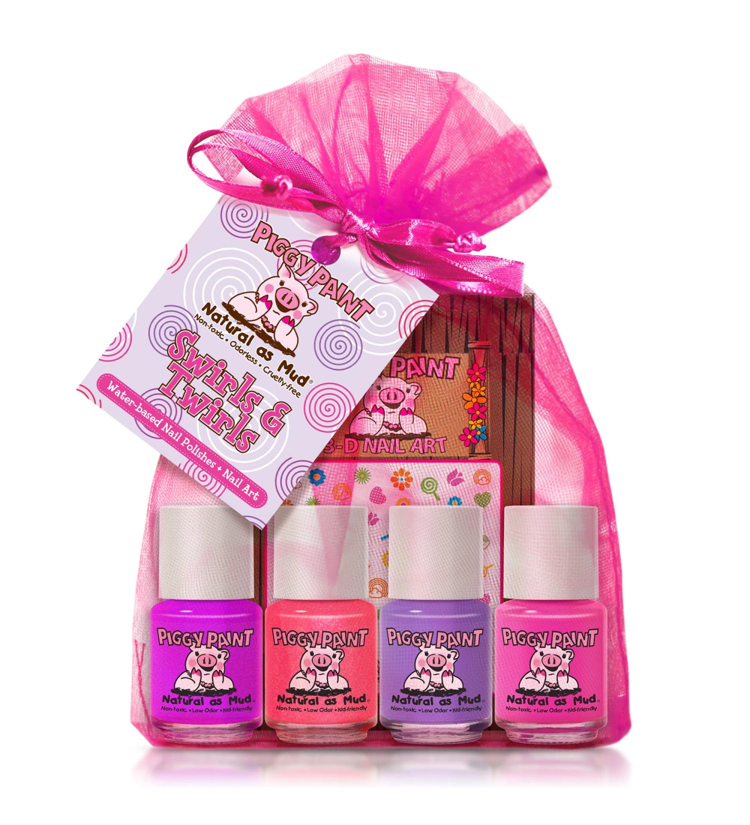 Piggy Paint Swirls & Twirls Nail Polish Gift Set - Non-Toxic, Safe, Cruelty-Free, Vegan, Low Odor for Kids - Buy Online on GoSupps.com