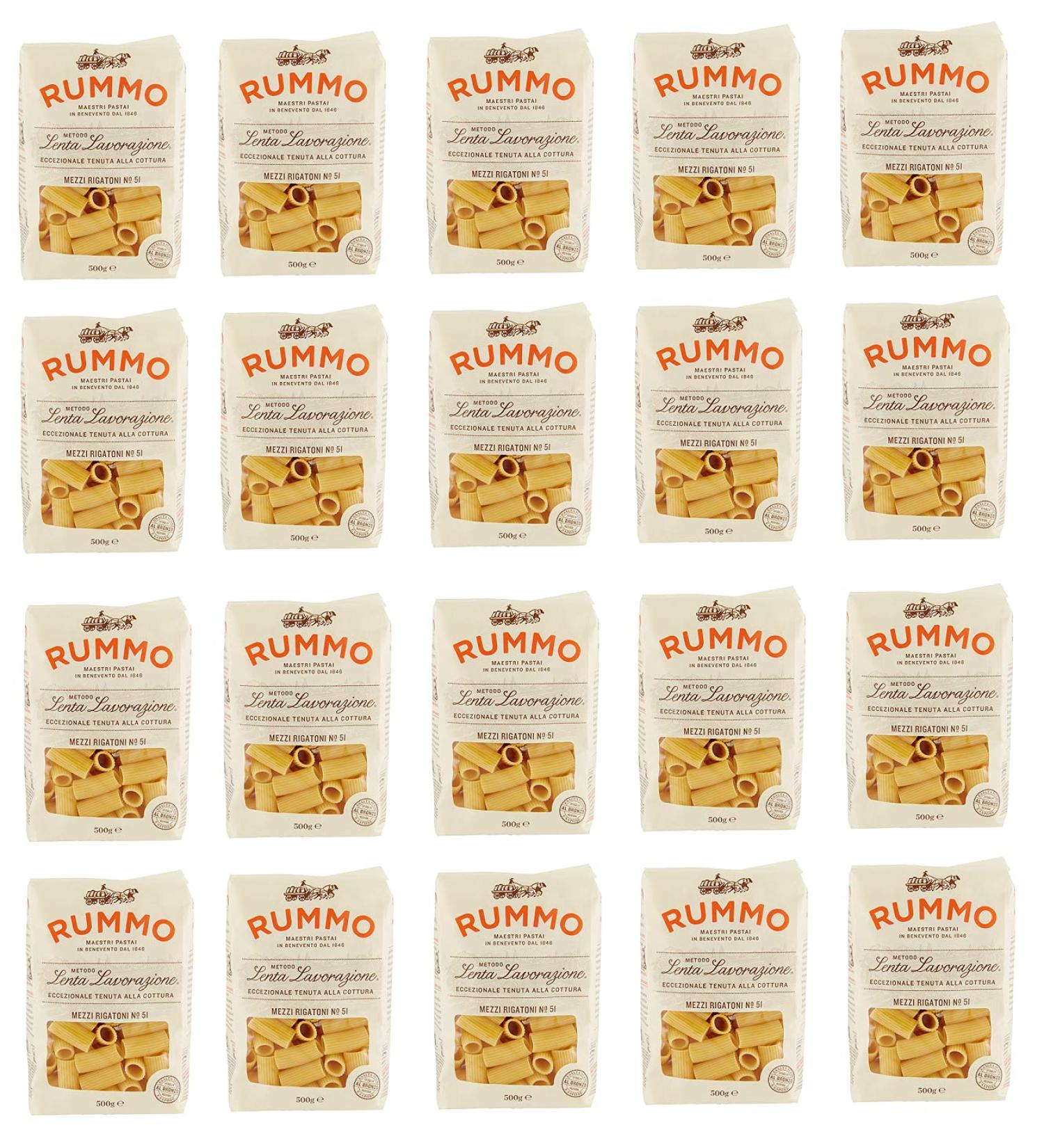 20 x Rummo Mezzi Rigatoni N 51 Slow pasta Pasta processing van harde tarwegries bronzen tekening 500 g - Buy Online on GoSupps.com