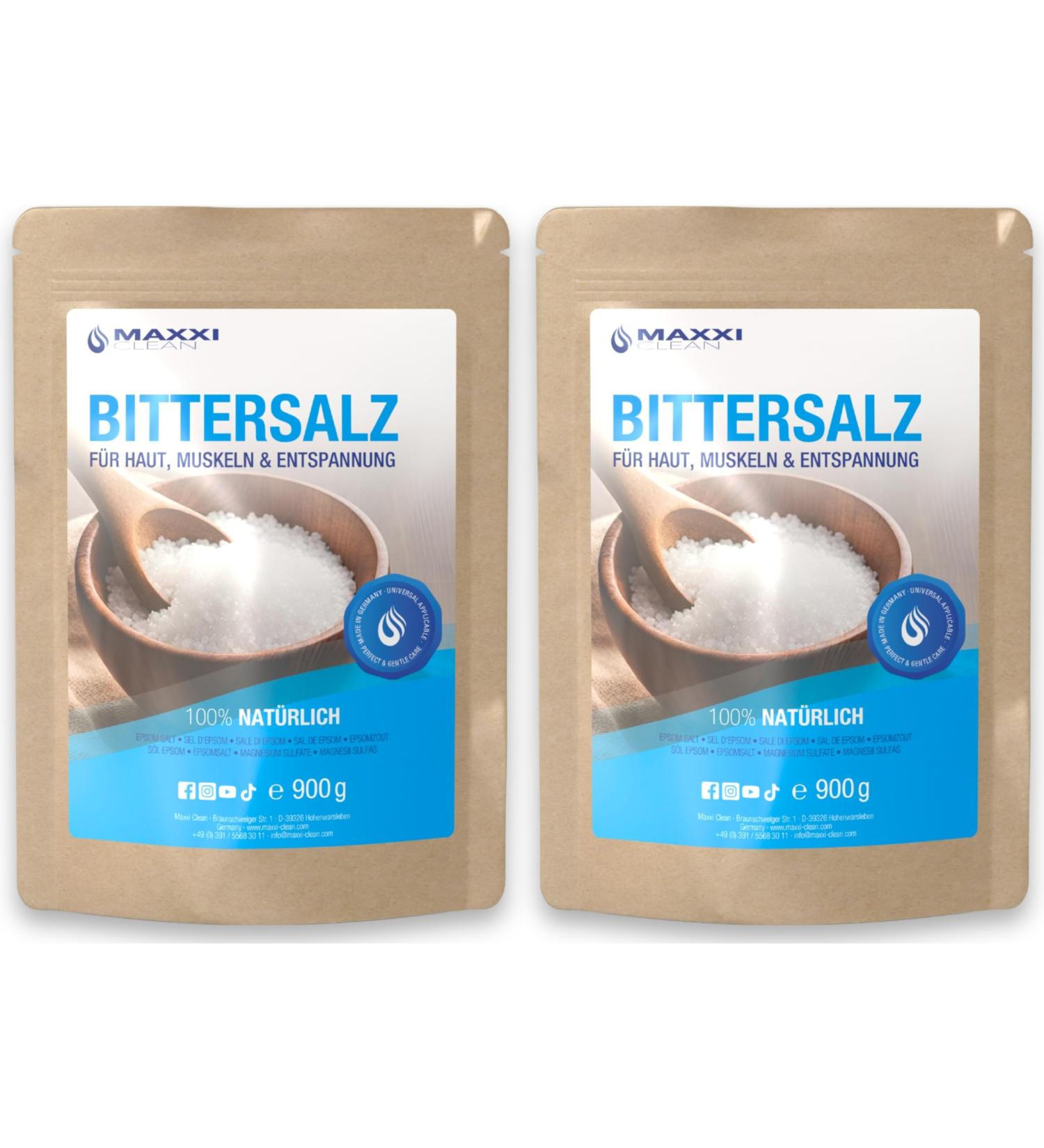 Maxxi Clean | 1 8 kg de sel d'Epsom tr s pur | Sel de bain pour bien- tre et gommage corporel | Pure relaxation pour les muscles la peau et l' me | Magn sium adapt aux soins du jardin - Buy Online on GoSupps.com