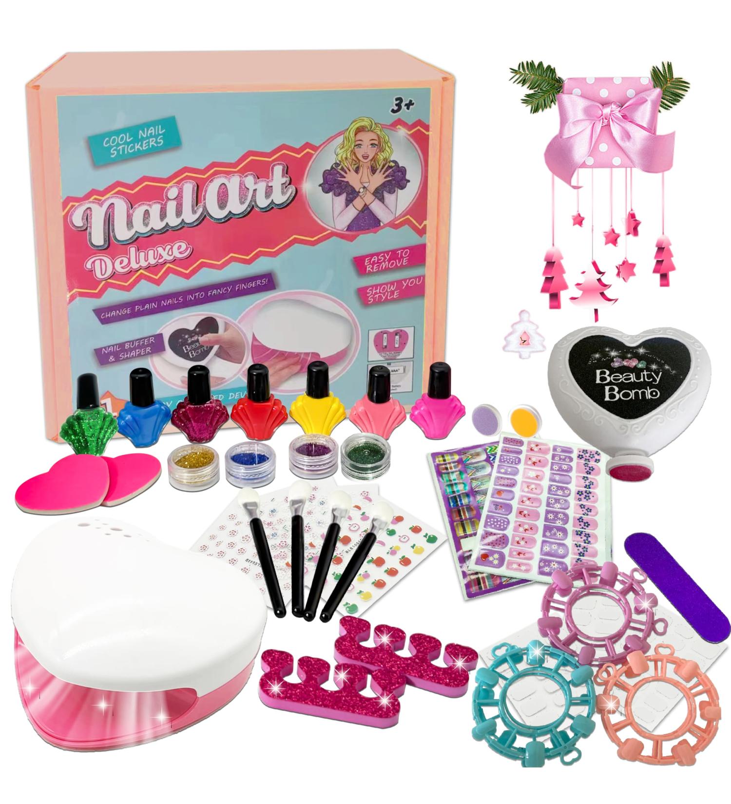 Kids Nail Polish Set with Nail Dryer & Manicure Tools - Spa Toys for Girls Ages 7-12 - Glitter Fake Nails & More - Buy Online on GoSupps.com