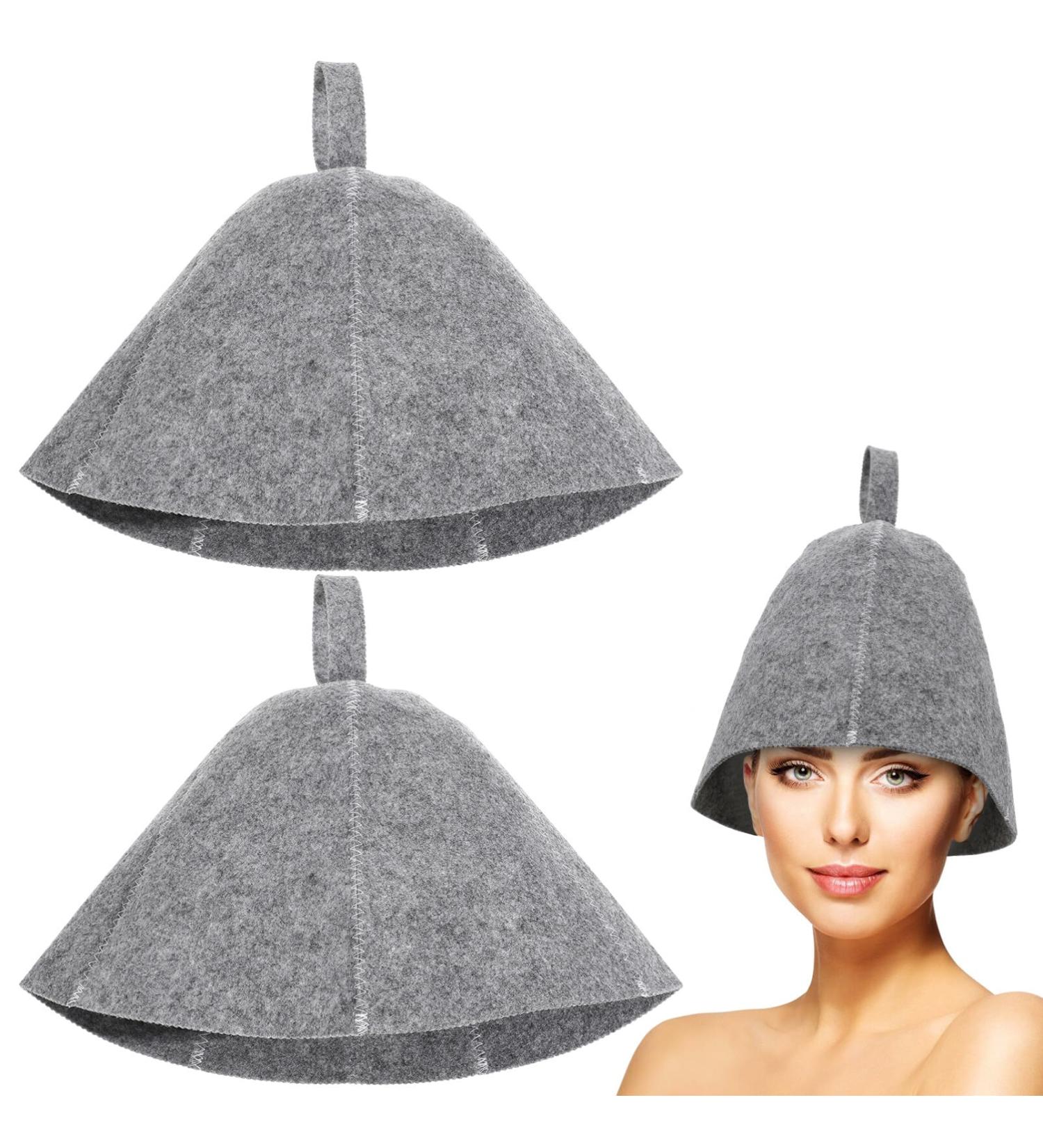 Kisangel Unisex Russian Sauna Hat - 2 Pieces Felt Bath Caps for Men & Women - Gray Sauna Accessories (34x23cm) - Buy Online on GoSupps.com