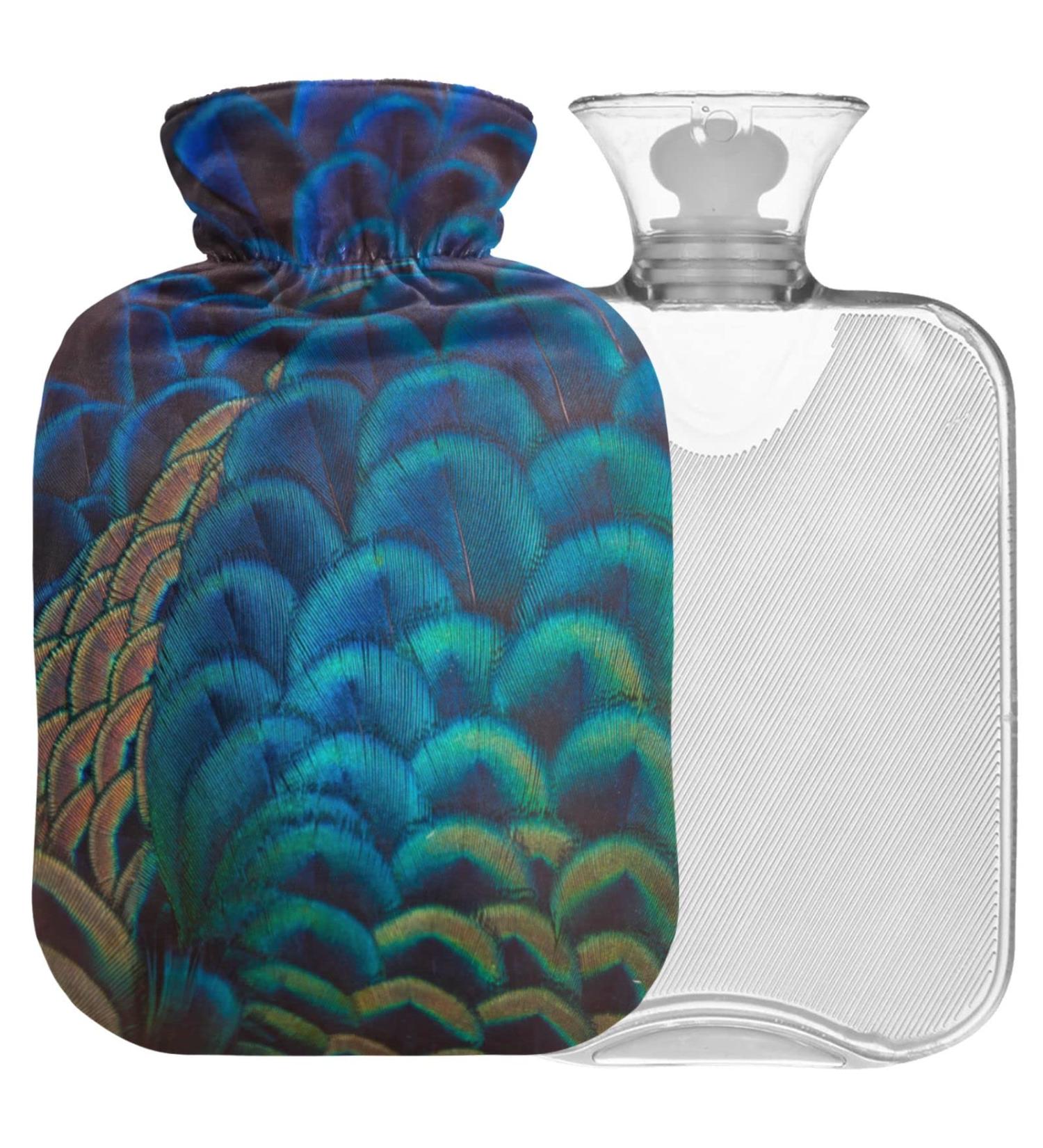Buy Naanle Retro Peacock Feathers Hot Water Bottle - Ideal for Bed Pain Relief & Heat Therapy - 1L Hand & Foot Warmer - Buy Online on GoSupps.com