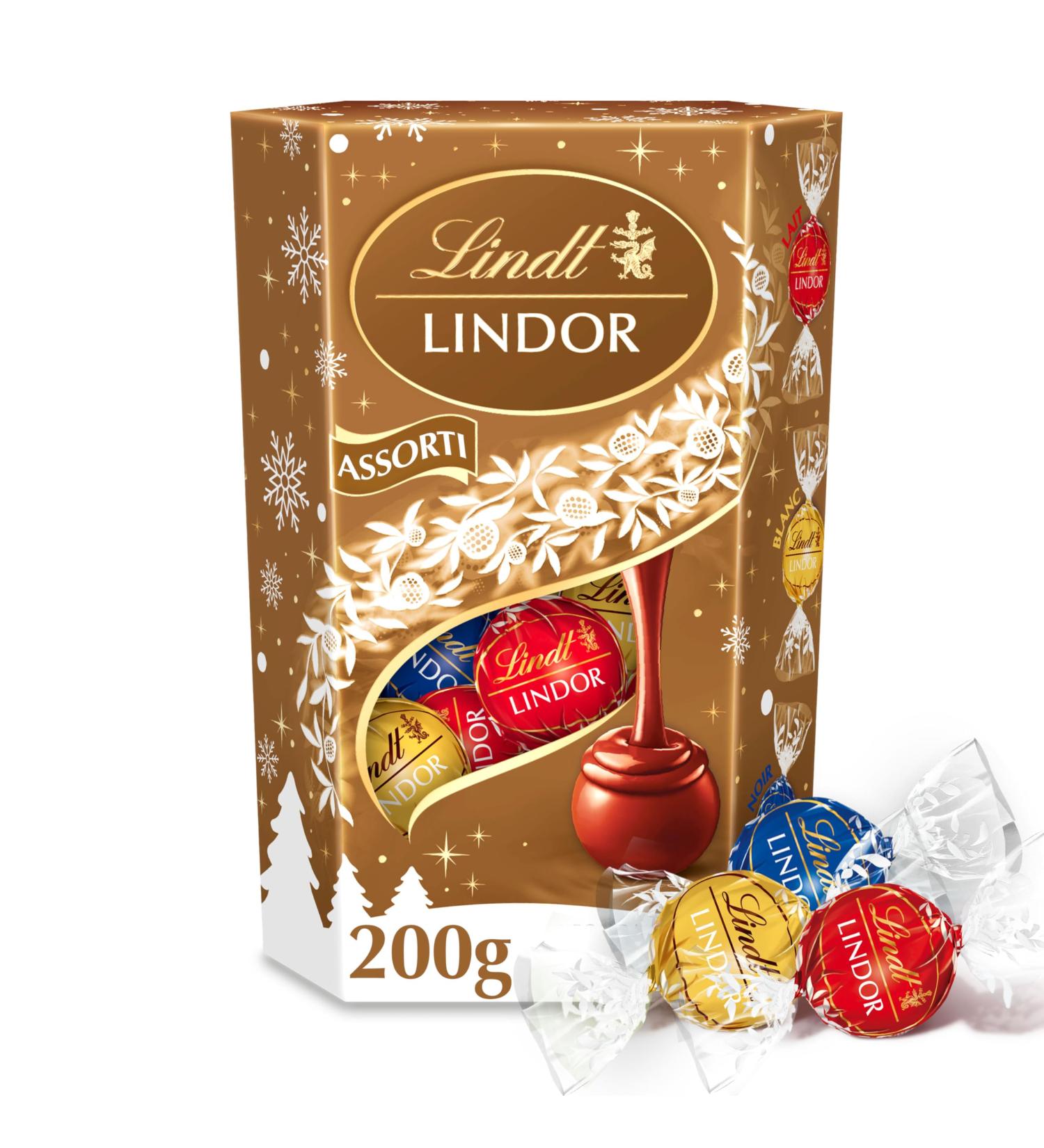Lindt - Cornet LINDOR - Assortiment de Chocolats au Lait Noirs et Blancs - C ur fondant - Id al pour No l 200g - Buy Online on GoSupps.com