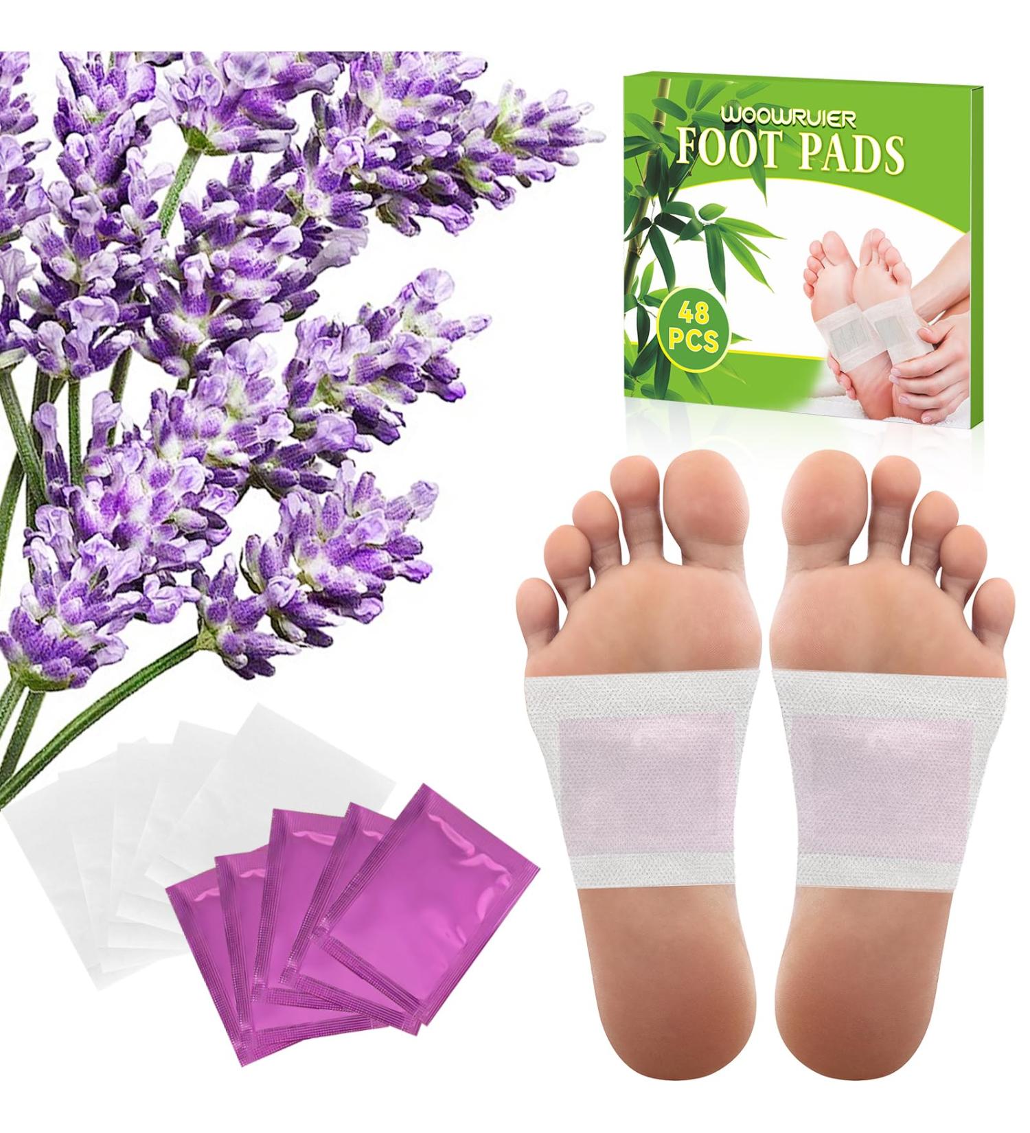 WOOWRUIER 48 Packs Lavender Foot Pads to Feel Better Relieve Stress & Sleep Better Suitable for Home or Travel Use - Buy Online on GoSupps.com