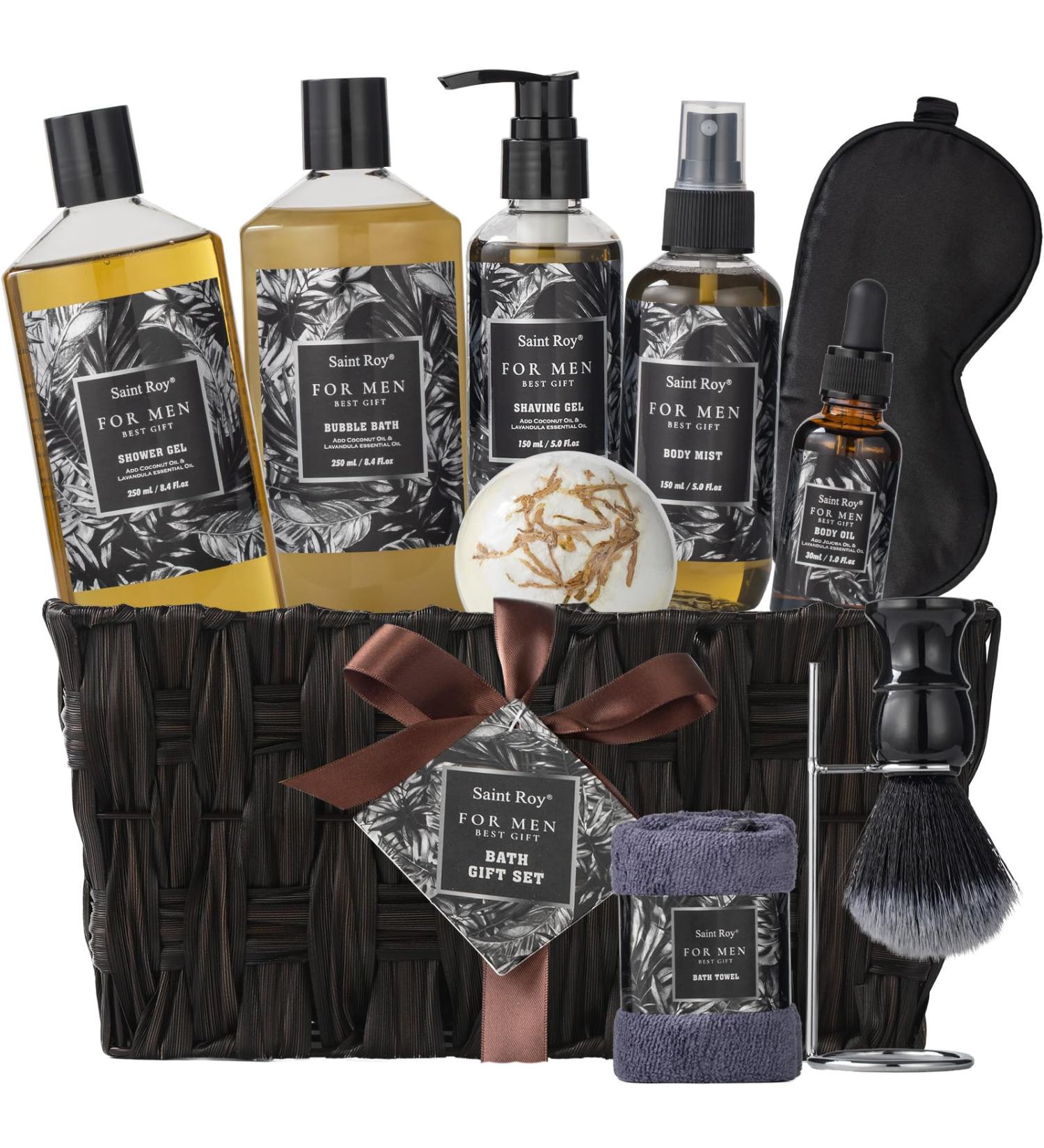 Premium Beard Shaving Kit for Men - Complete Grooming Set with Brush Shave Gel Oil Bath Bomb & More | Perfect Spa Gift for Dads & Sons - Buy Online on GoSupps.com