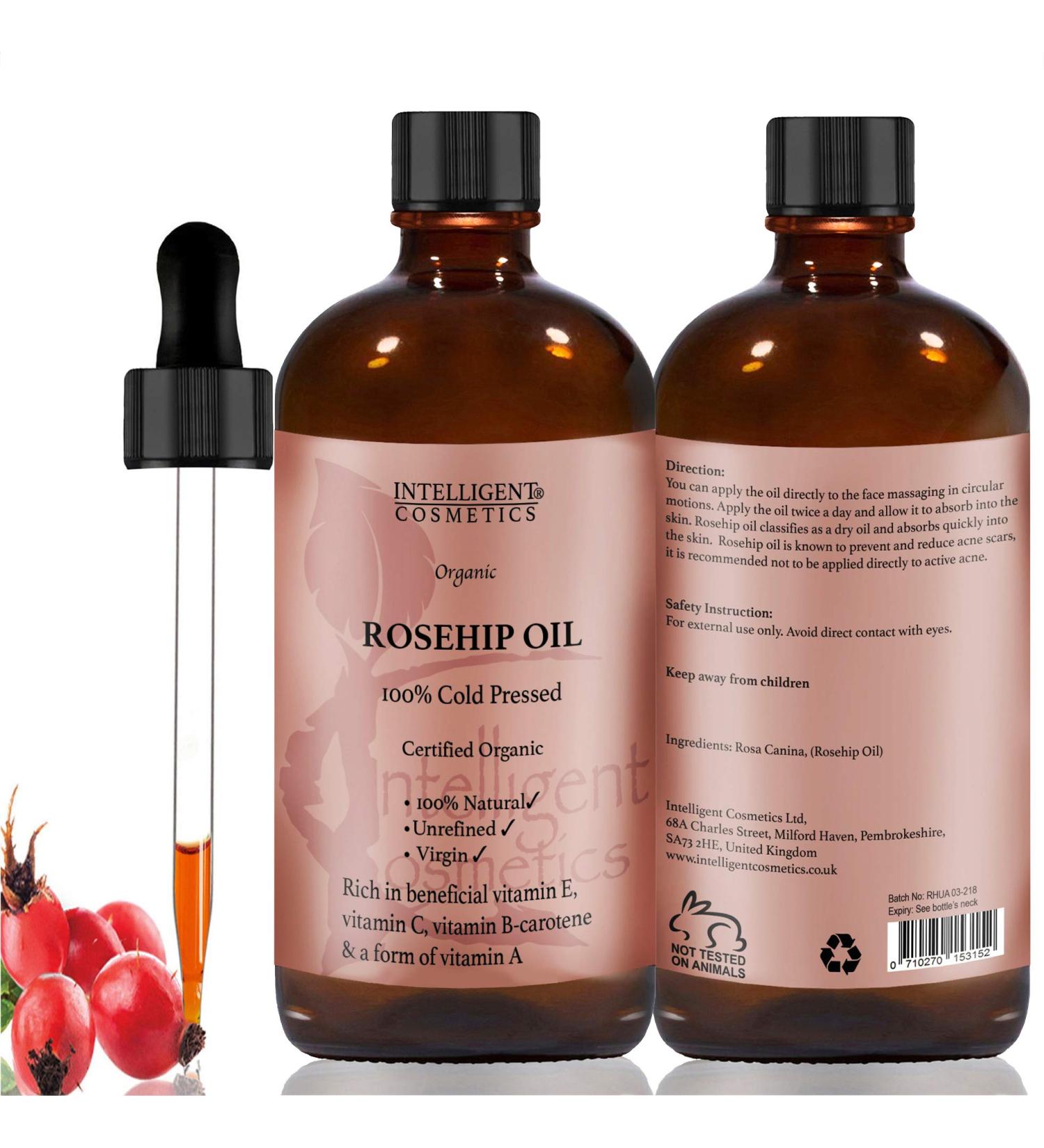 50ML Rosehip Oil 100% Cold Pressed Pure Certified Organic Oil Best Known Facial Oil with Vitamin E Vitamin C B-carotene and a Form of Vitamin A - Buy Online on GoSupps.com