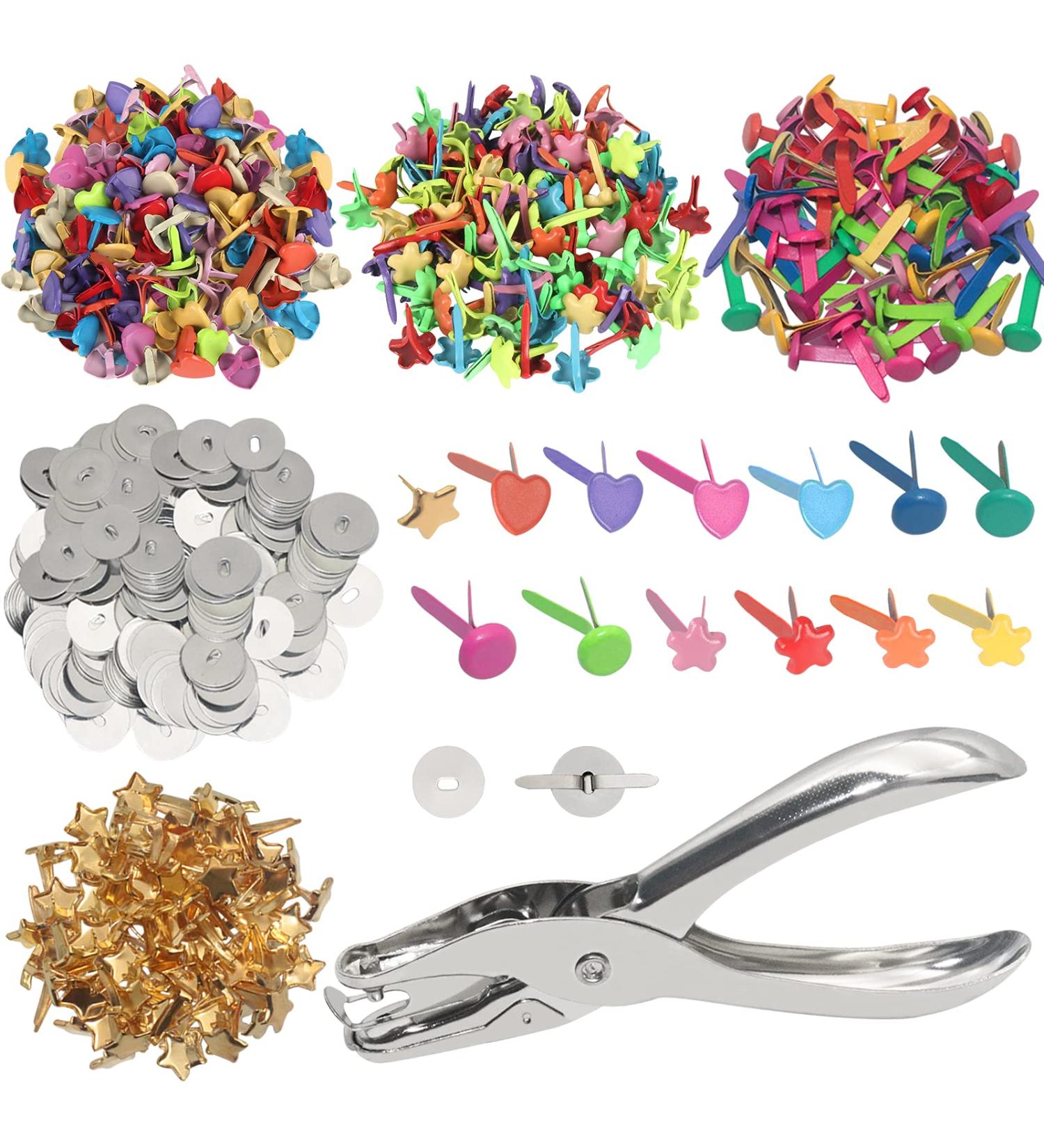 400 Pcs Mini Brad Paper Fasteners with Silver Washers and Hole Punch - Multicolor Metal Split Pins for Crafts/Scrapbooking - Buy Online on GoSupps.com