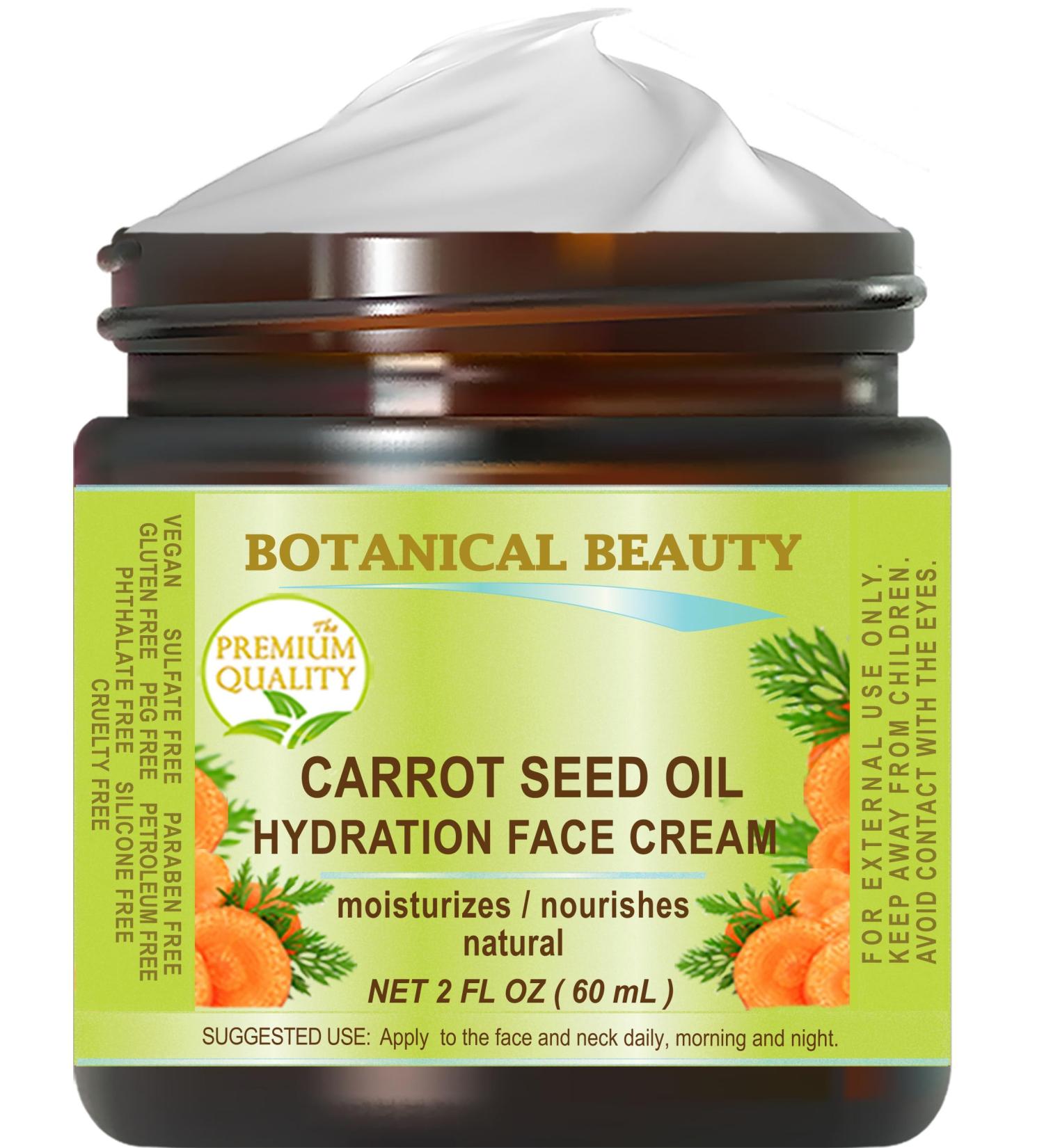 Botanical Beauty CARROT SEED OIL HYDRATION FACE CREAM for NORMAL DRY SENSITIVE SKIN. Protection Against DRYNESS. 2 Fl. oz - 60 ml - Buy Online on GoSupps.com