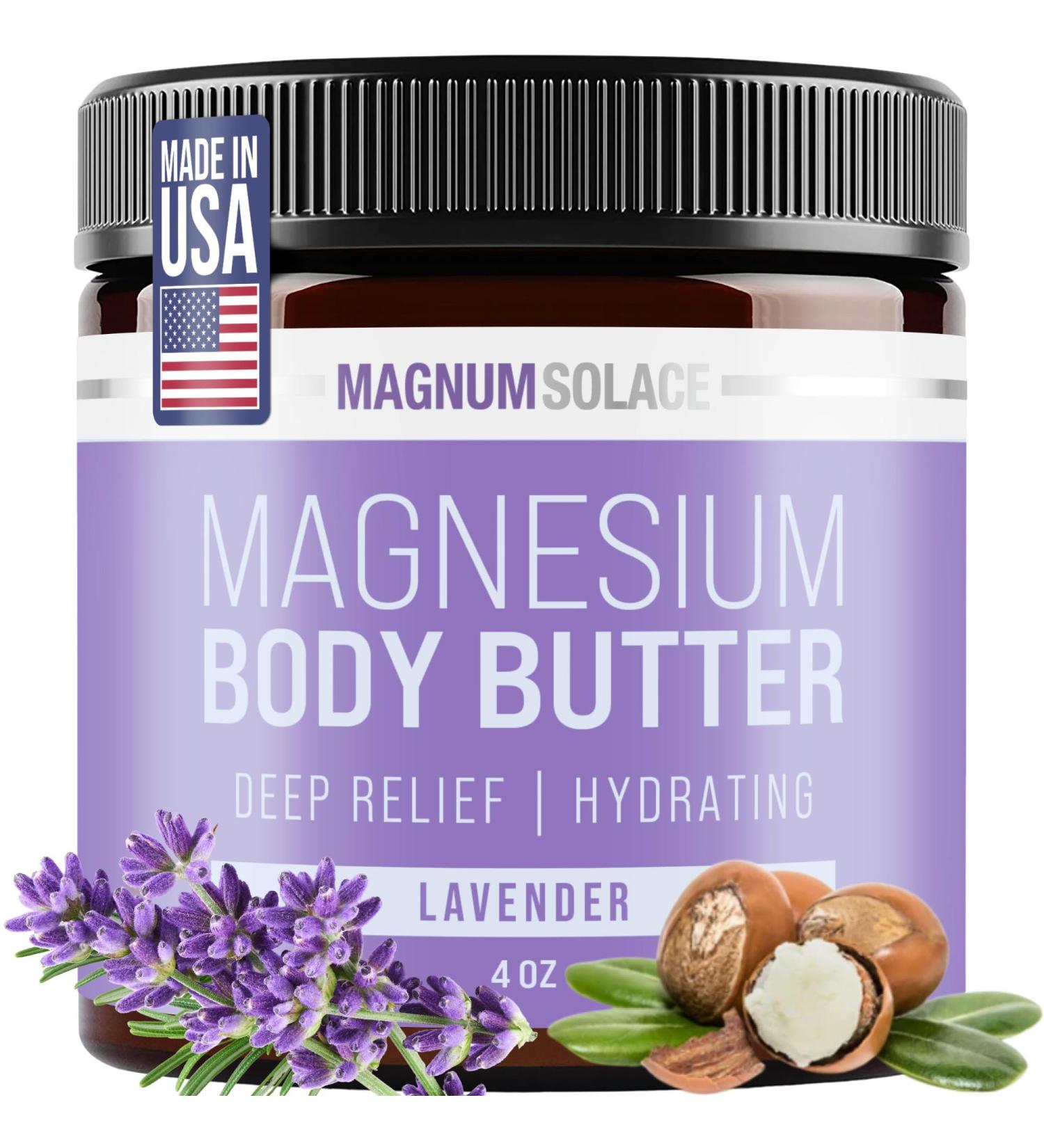 Magnum Solace Magnesium Body Butter - Nighttime Magnesium Cream - Lightly Scented (Lavender) - Buy Online on GoSupps.com